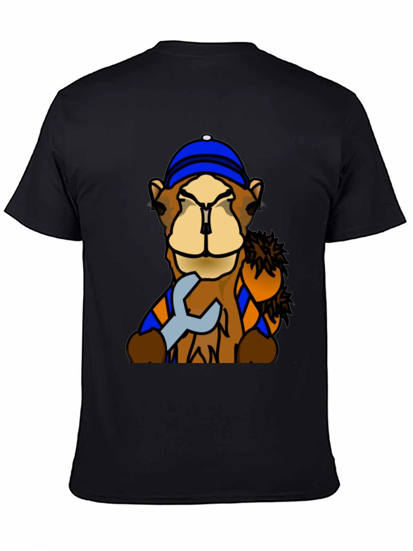 Black Camel Mechanic T-Shirt - Funny Cartoon Animal Tee view 4