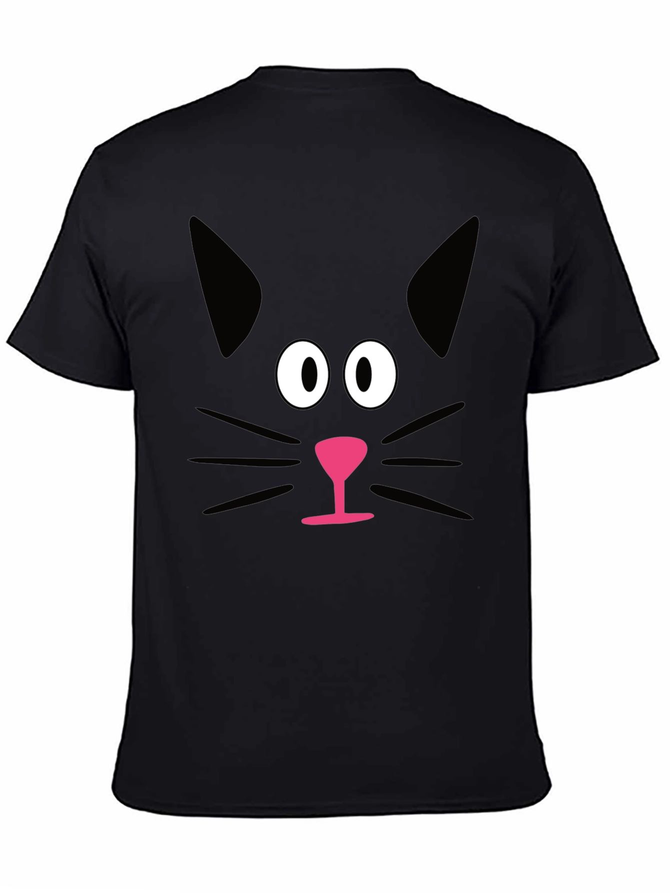 Black Funny Black Cat Face Graphic T-Shirt view 4
