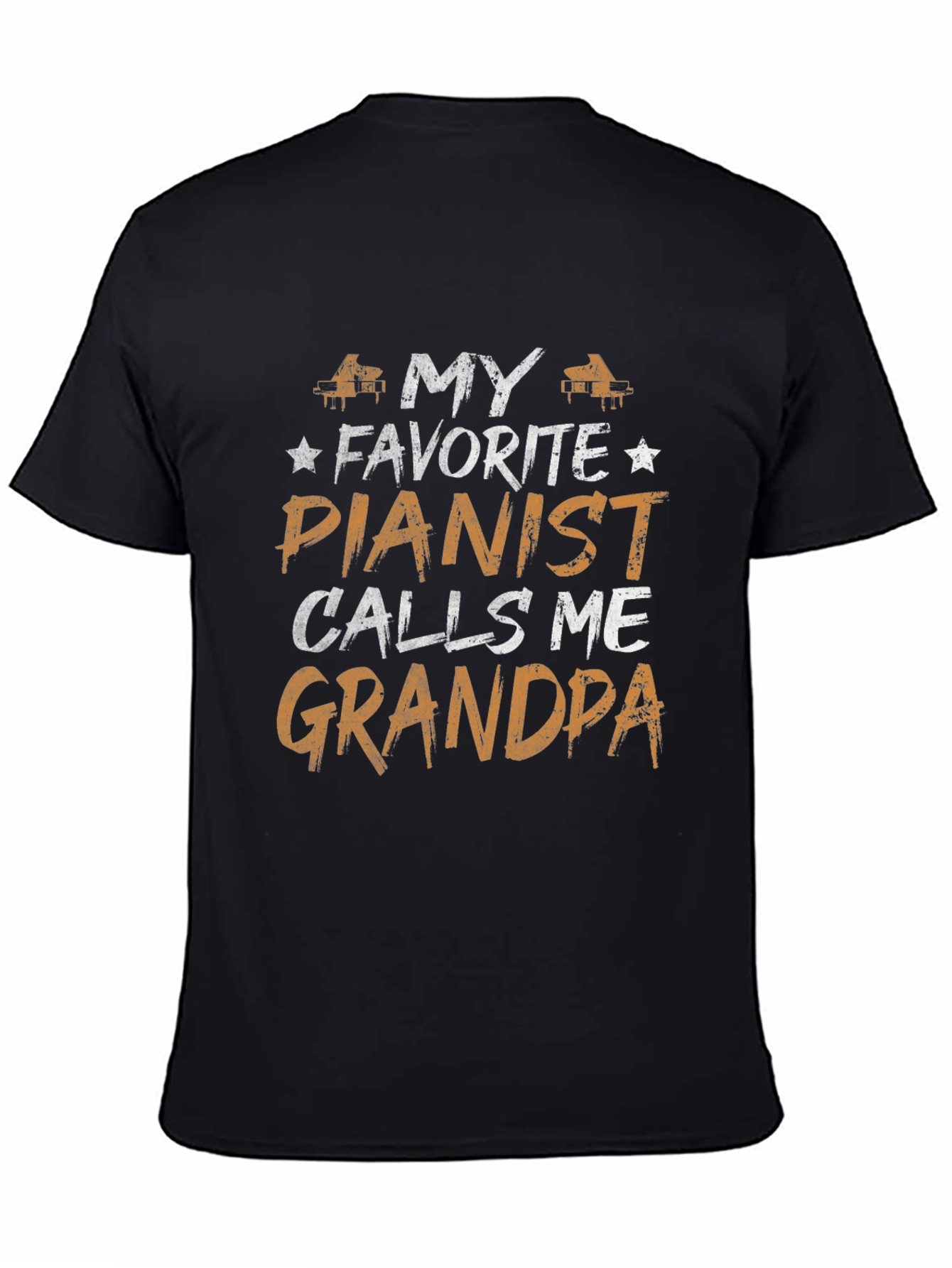 Black My Favorite Pianist Calls Me Grandpa T-Shirt view 4