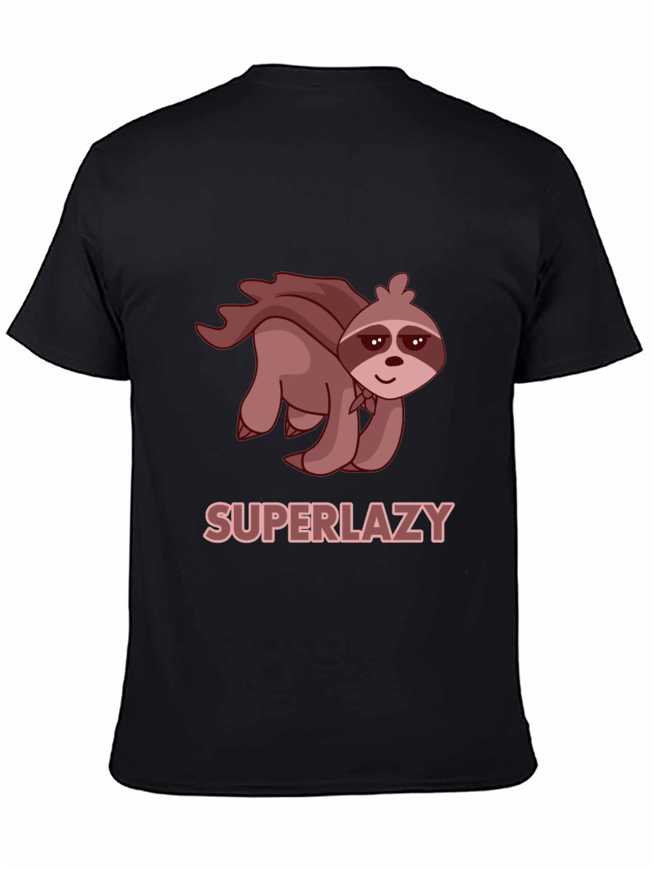 Black Superlazy Sloth Tee - Funny Cartoon Hero T-Shirt view 4