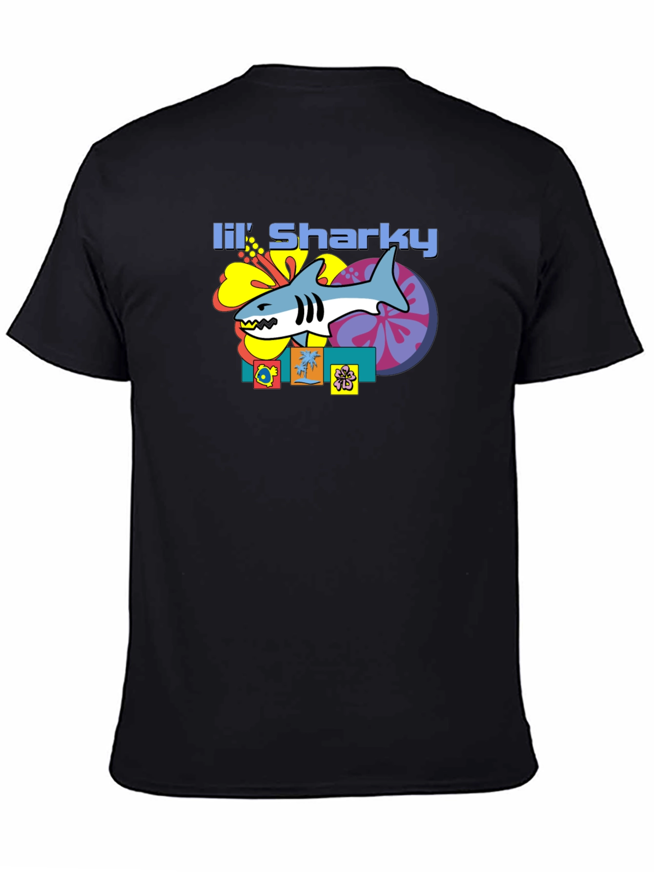 Black Lil' Sharky Graphic T-Shirt - Retro Style view 4