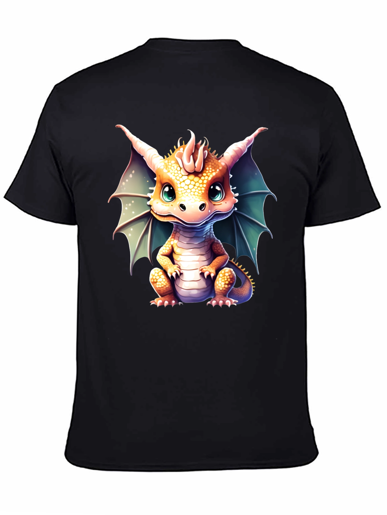 Black Cute Dragon Graphic Tee view 4