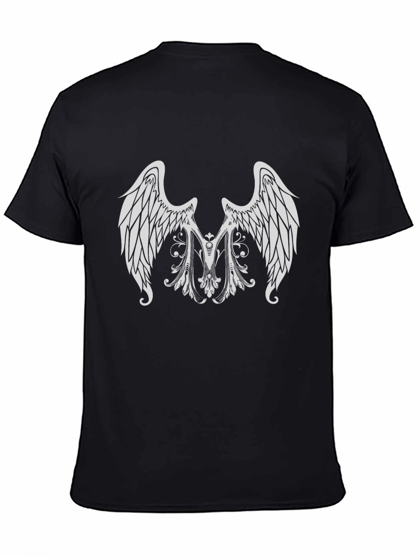 Black Black T-Shirt with Angel Wing Graphic view 4