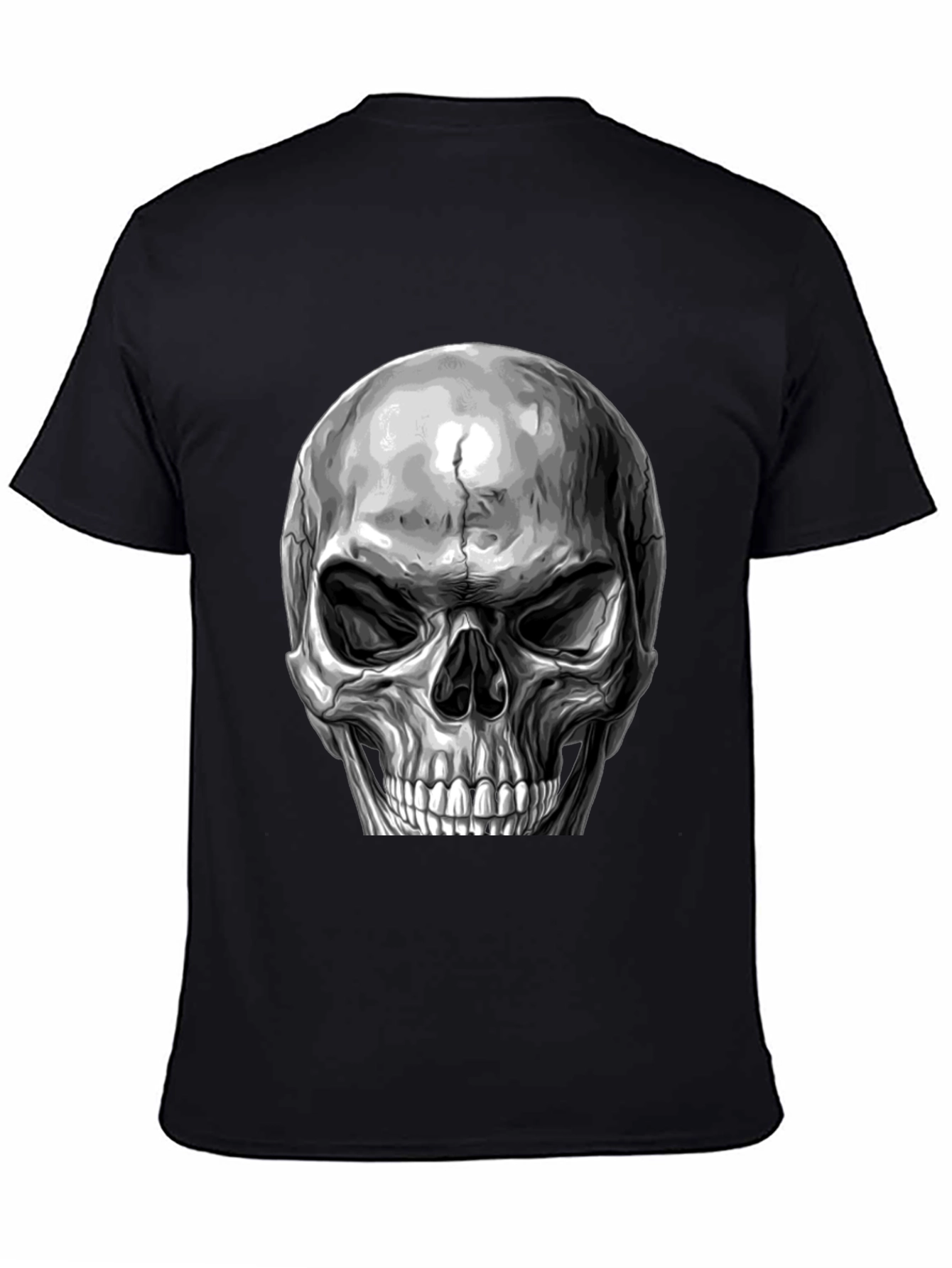 Black Skull Graphic Print T-Shirt - Black view 4