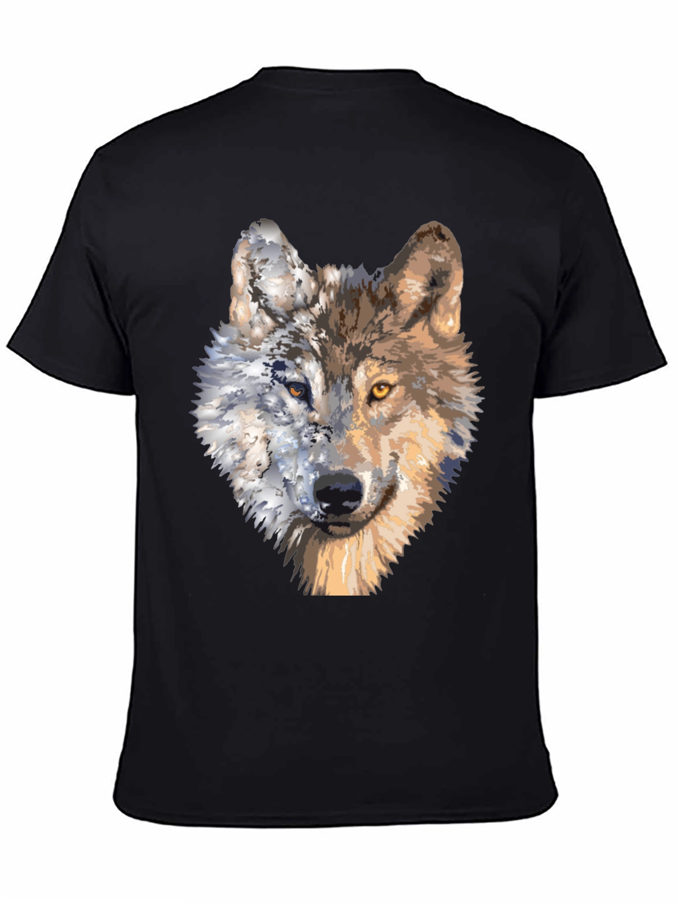 Black Wolf Portrait Graphic Tee - Unique Two-Faced Design view 4
