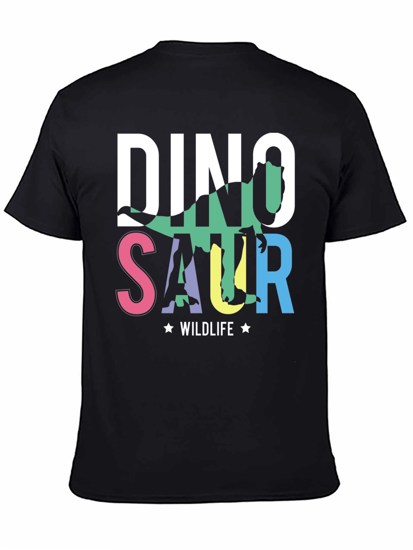 Black Dino Wildlife Graphic Tee - Soft Cotton Black T-Shirt view 4