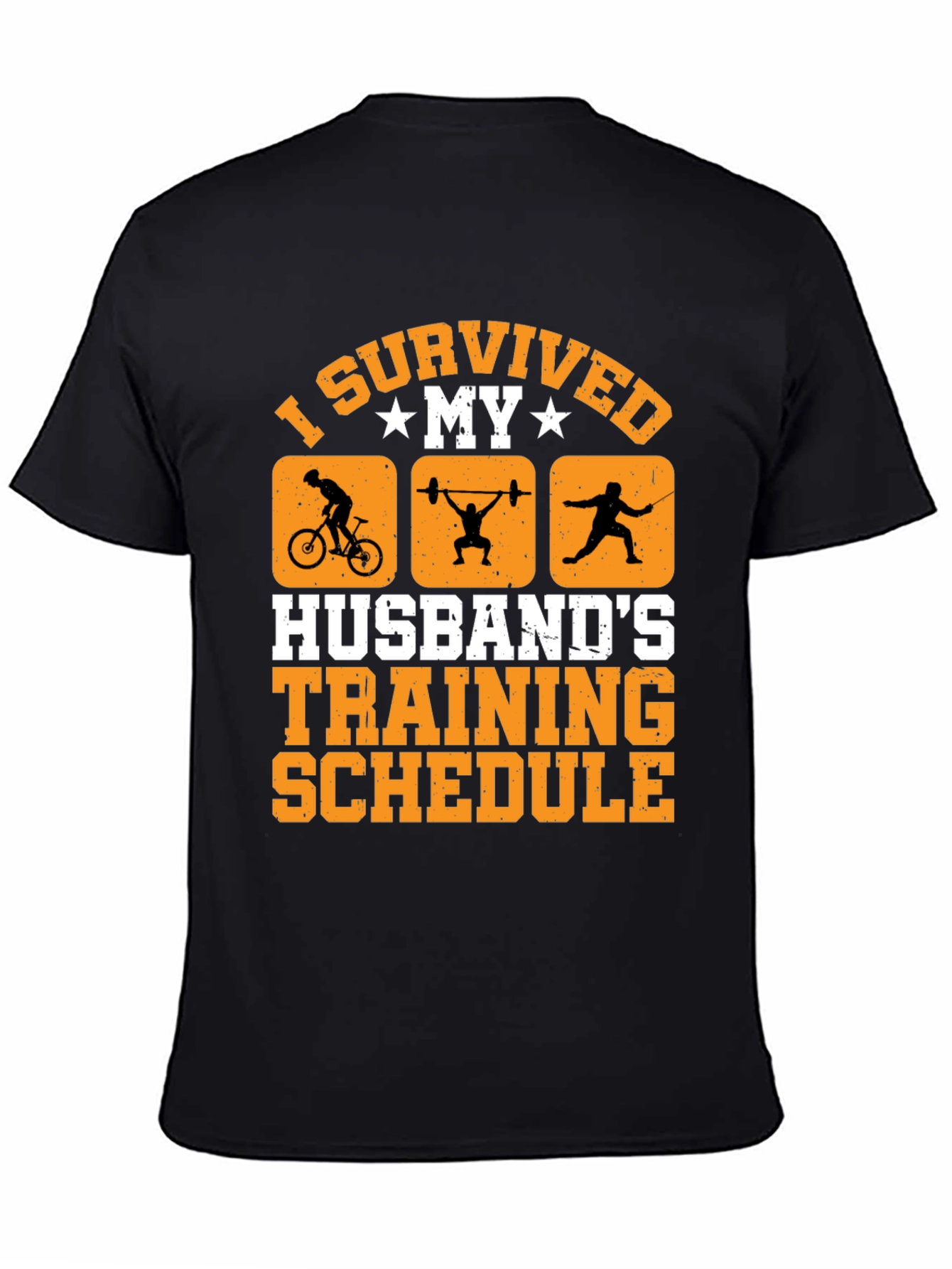 Black I Survived My Husband's Training Schedule T-Shirt view 4