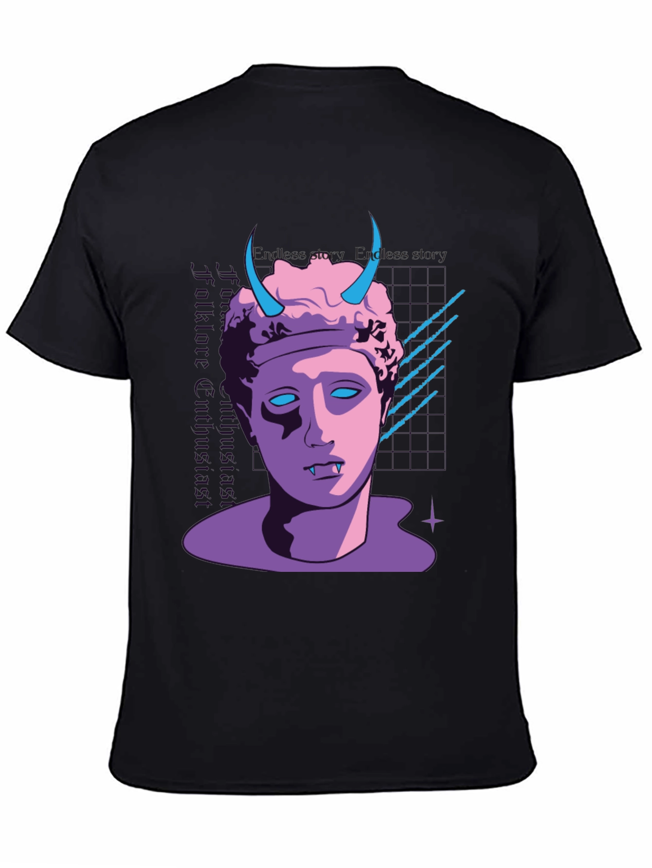 Black Vaporwave Vampire T-Shirt - Black view 4