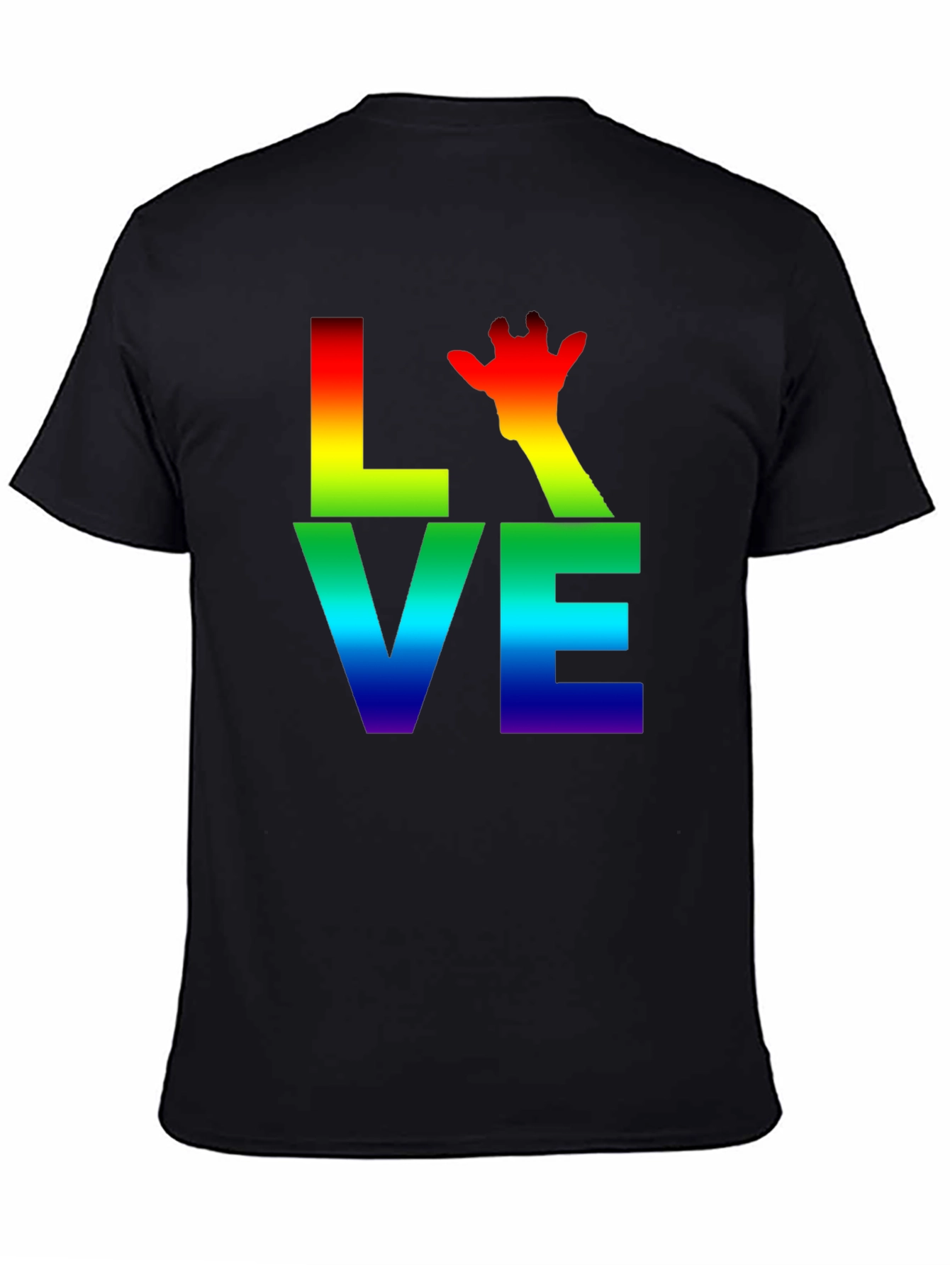 Black Rainbow LOVE Giraffe Graphic T-Shirt view 4