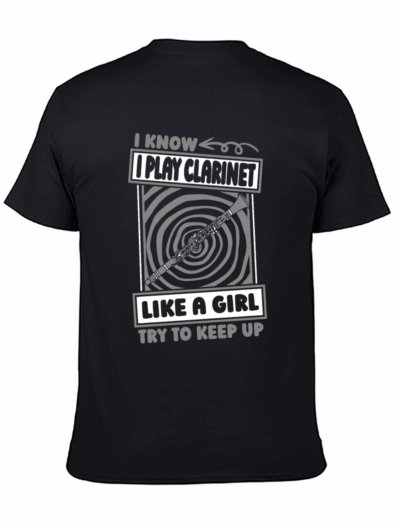 Black I Know I Play Clarinet Like a Girl T-Shirt view 4
