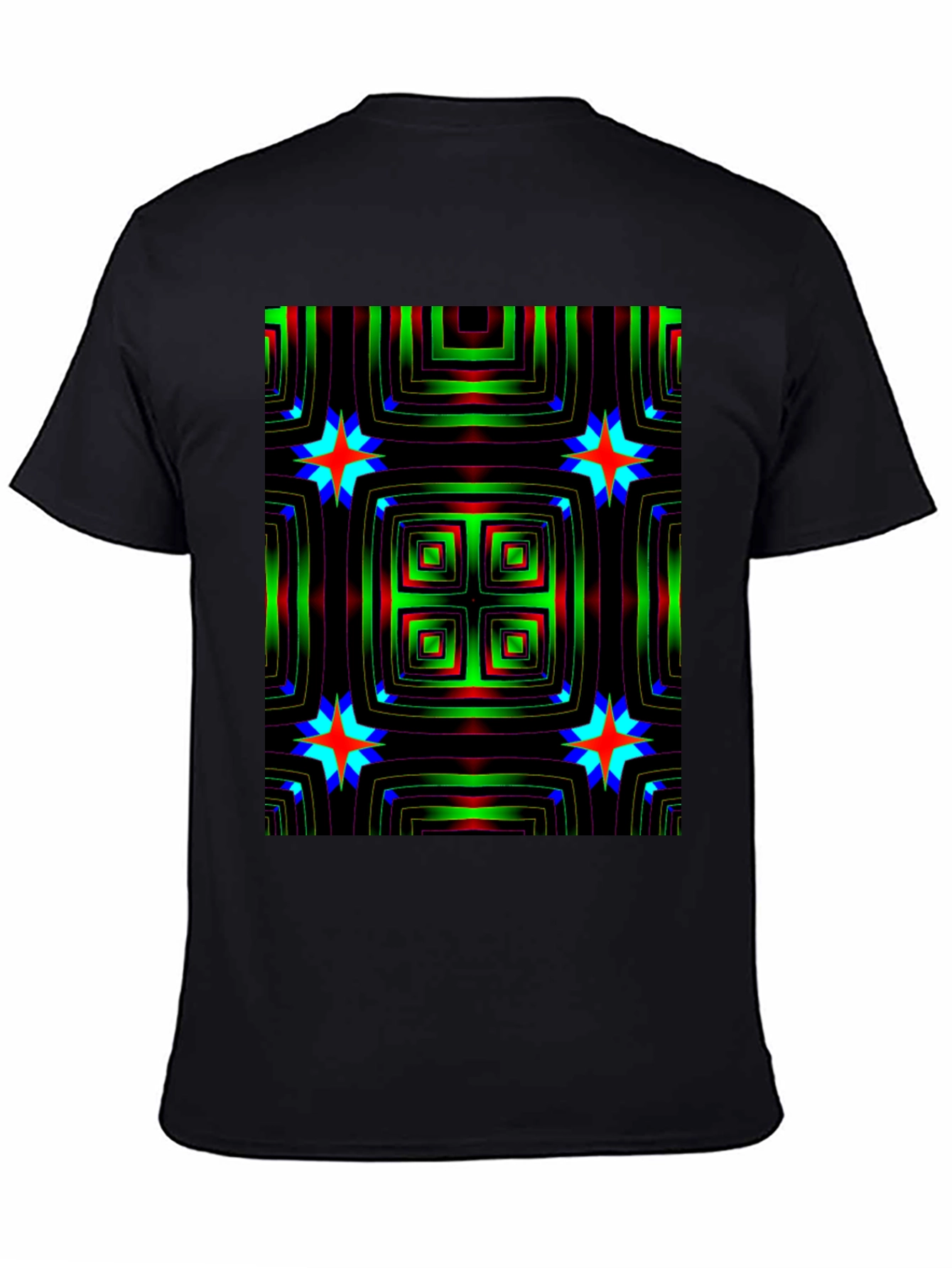 Black Abstract Pattern Black T-Shirt view 4