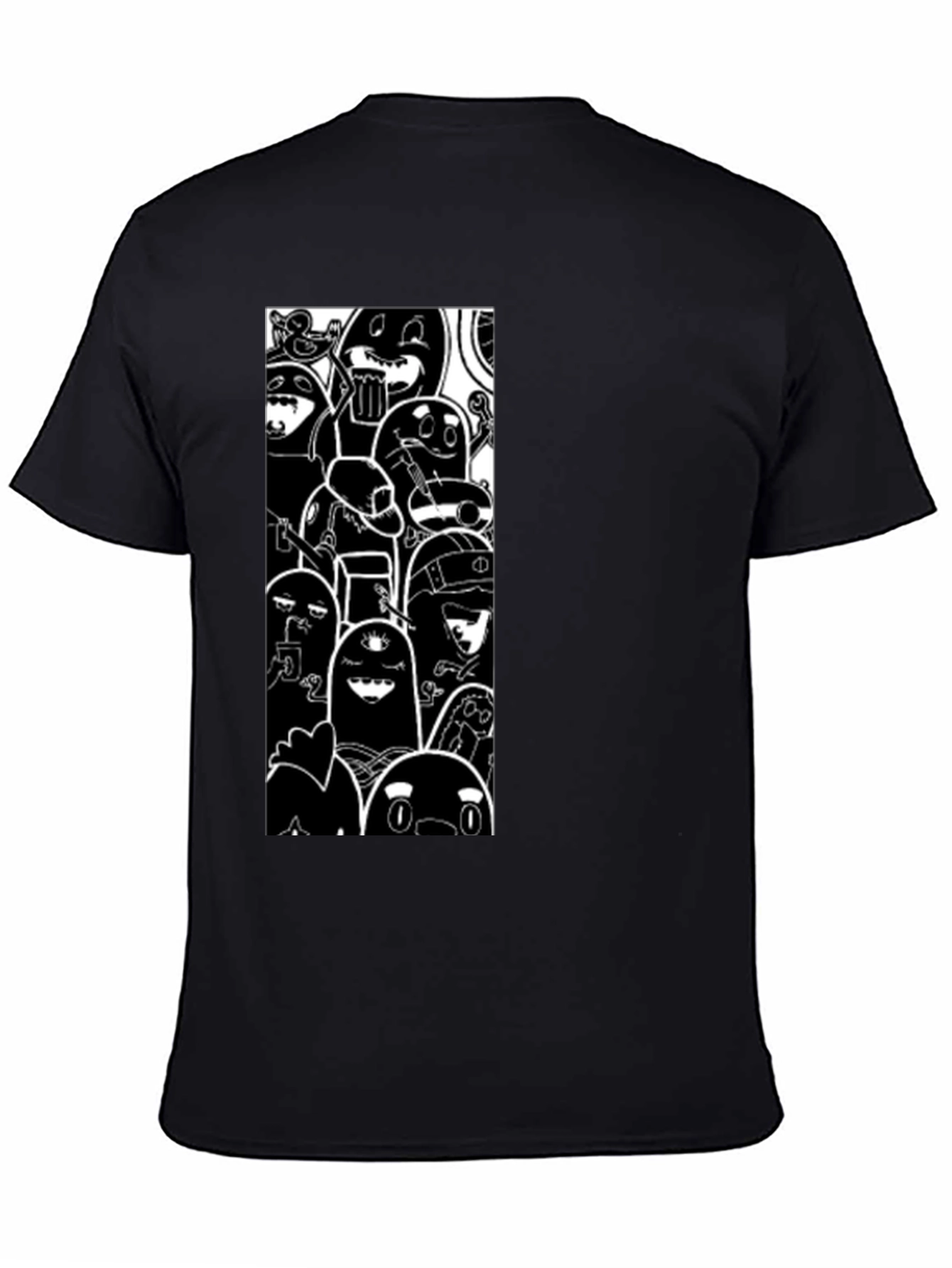 Black Cartoon Character Graphic Print Black T-Shirt view 4