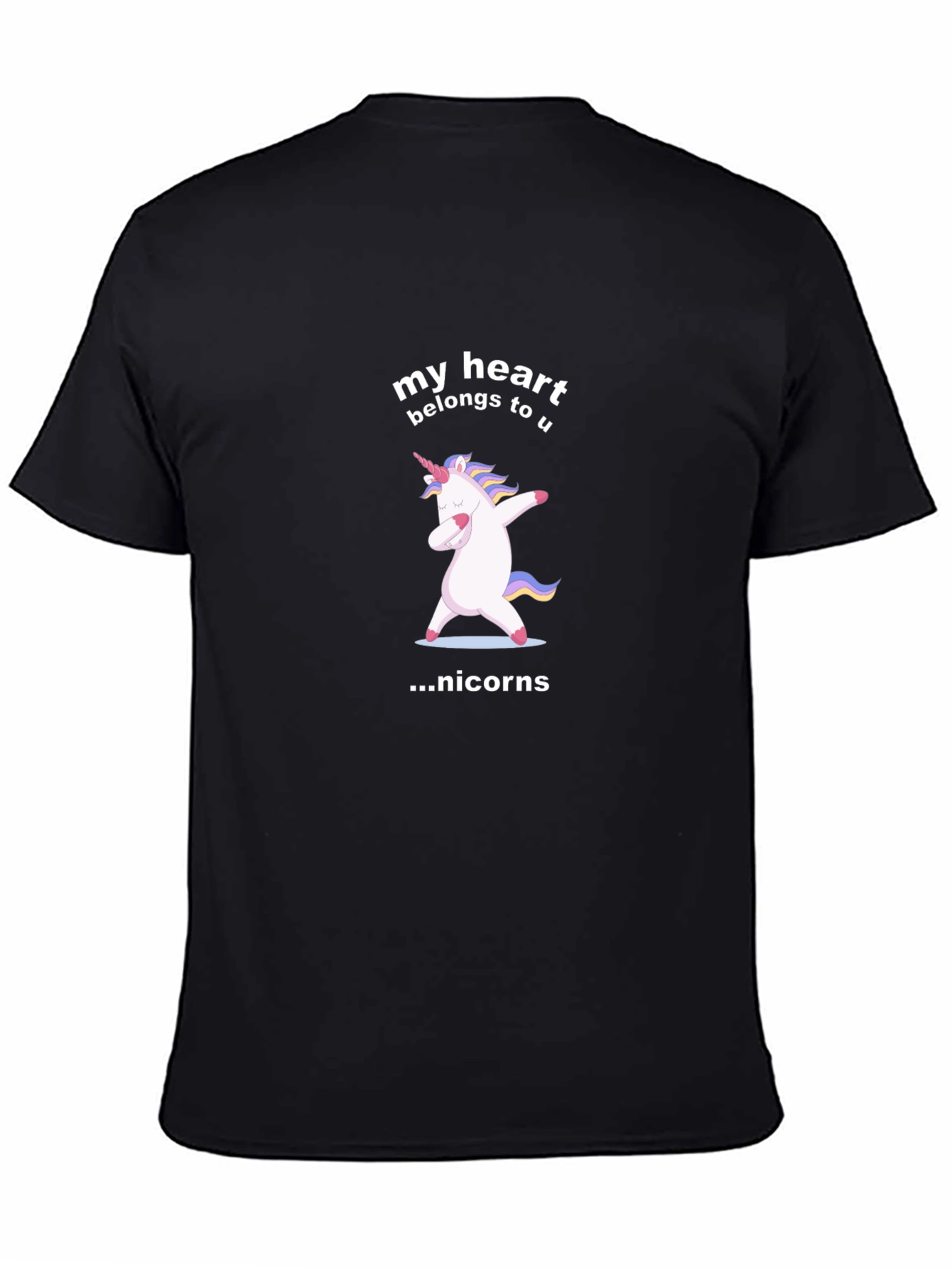 Black Unicorns My Heart Belongs To U Men's Graphic T-Shirt view 4
