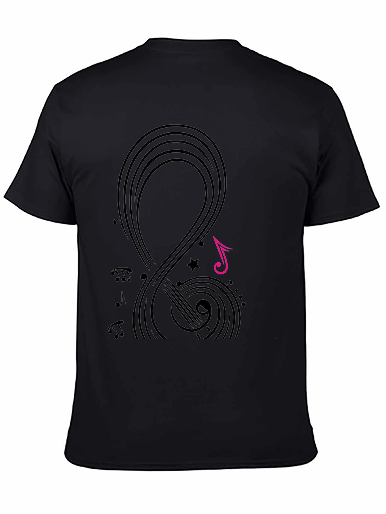 Black Musical Notes Graphic Tee - Black view 4