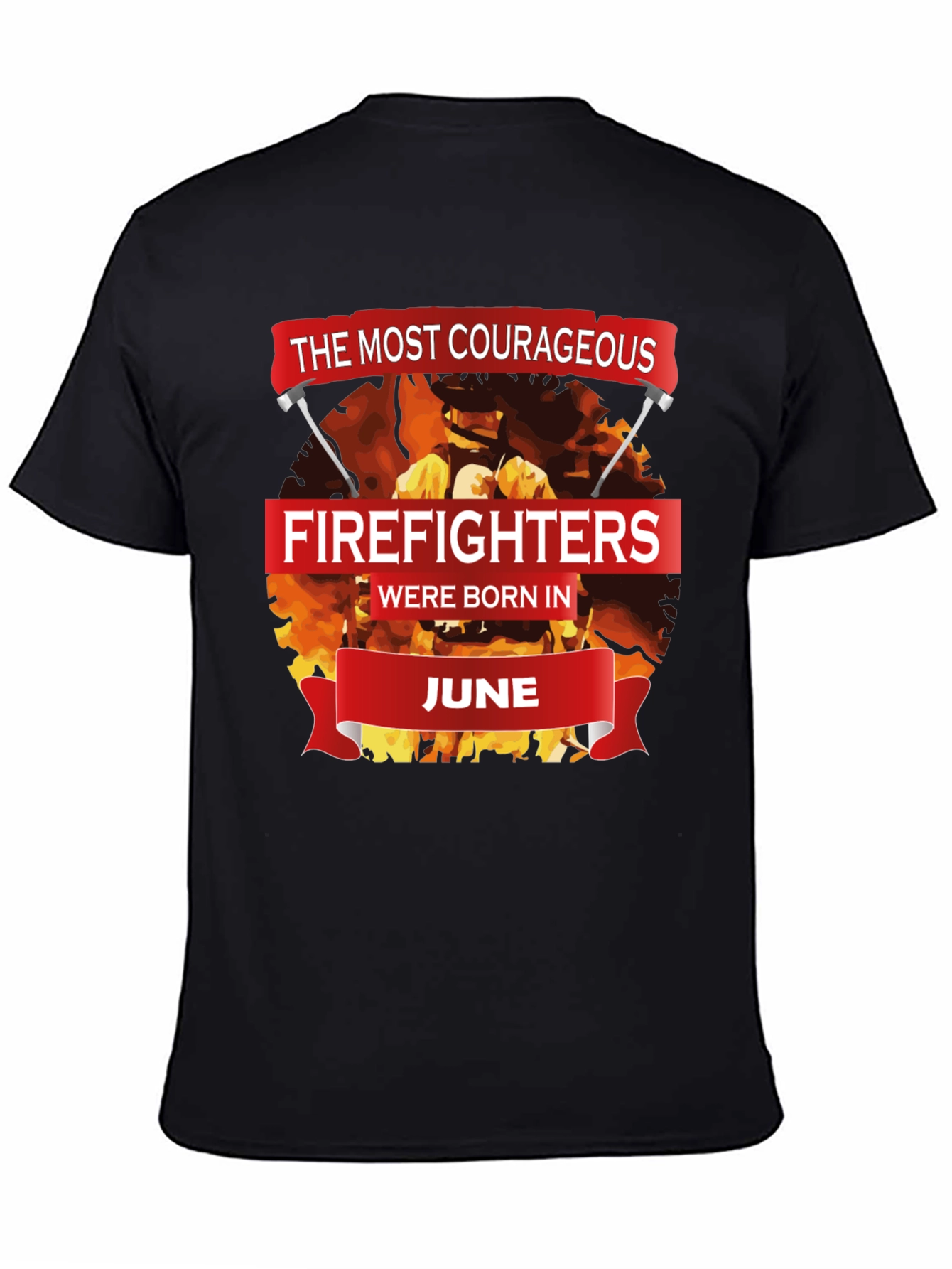 Black Courageous Firefighters Born in June T-Shirt view 4