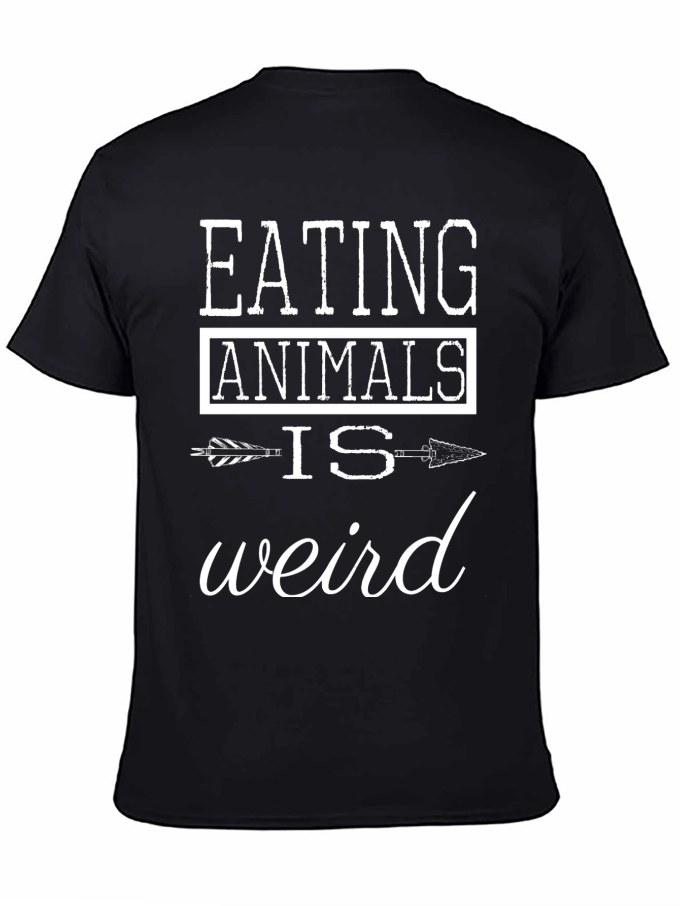 Black Eating Animals is Weird T-Shirt - Vegan Tee view 4