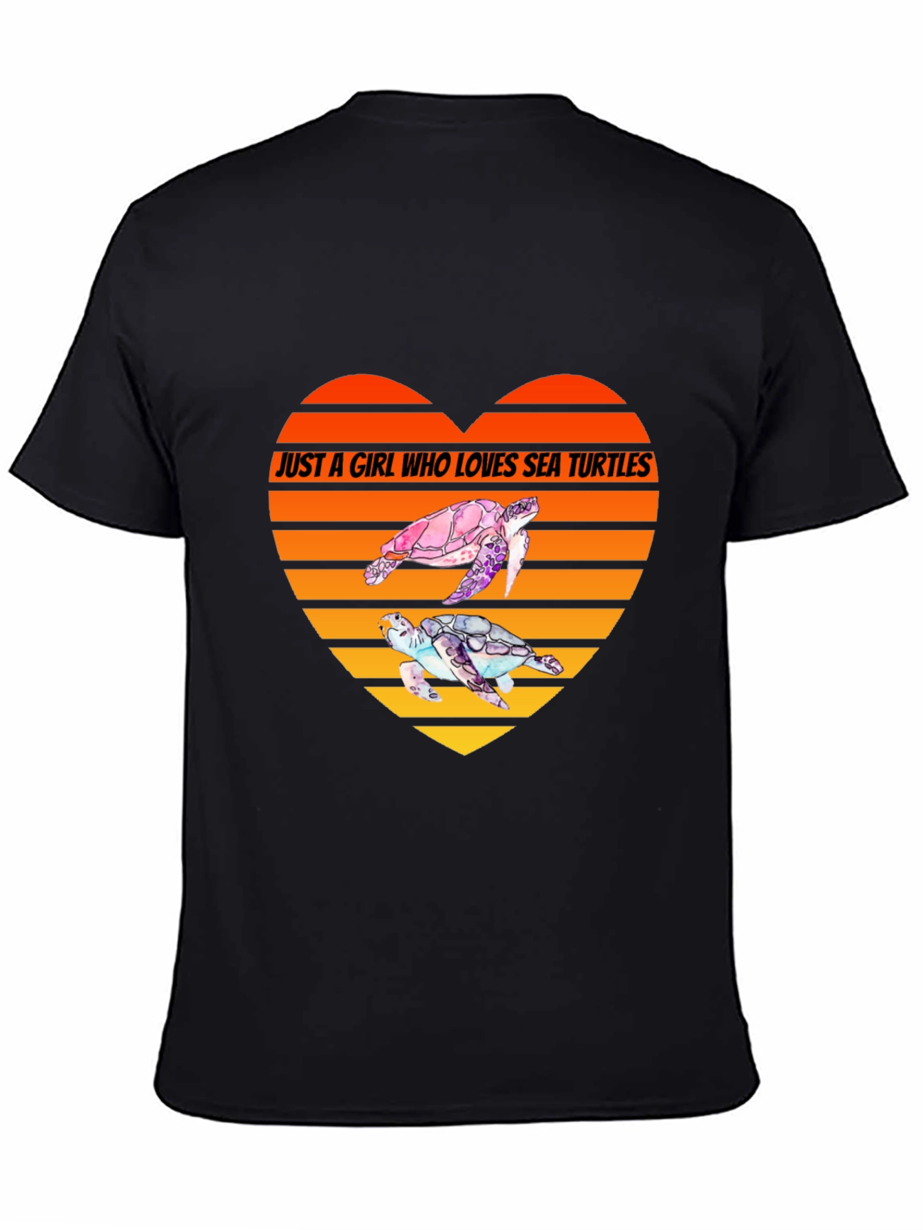 Black Sea Turtle Lover Heart T-Shirt view 4