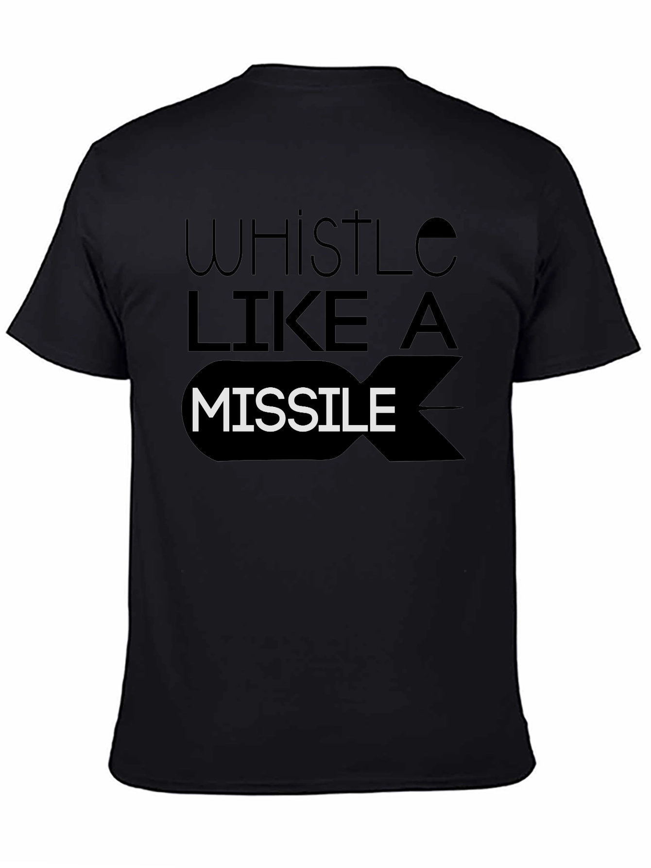 Black Whistle Like A Missile Black Graphic Tee view 4