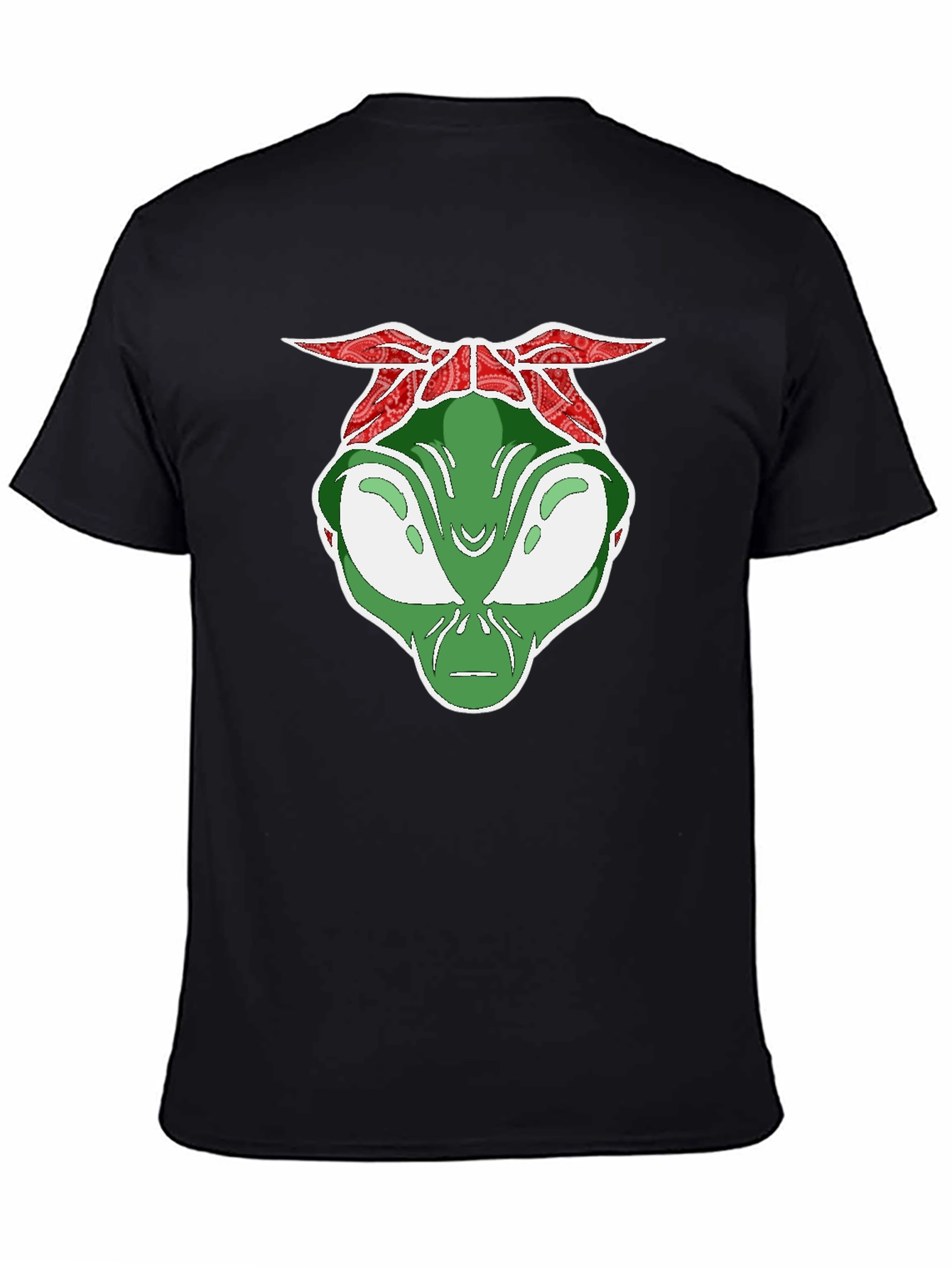 Black Alien Head Graphic Tee - Bandana Style view 4