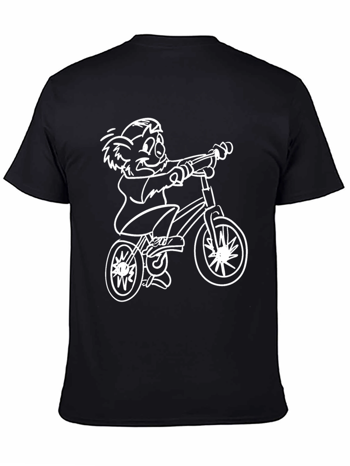 Black Cartoon Koala Bear Riding Bike Graphic Tee view 4