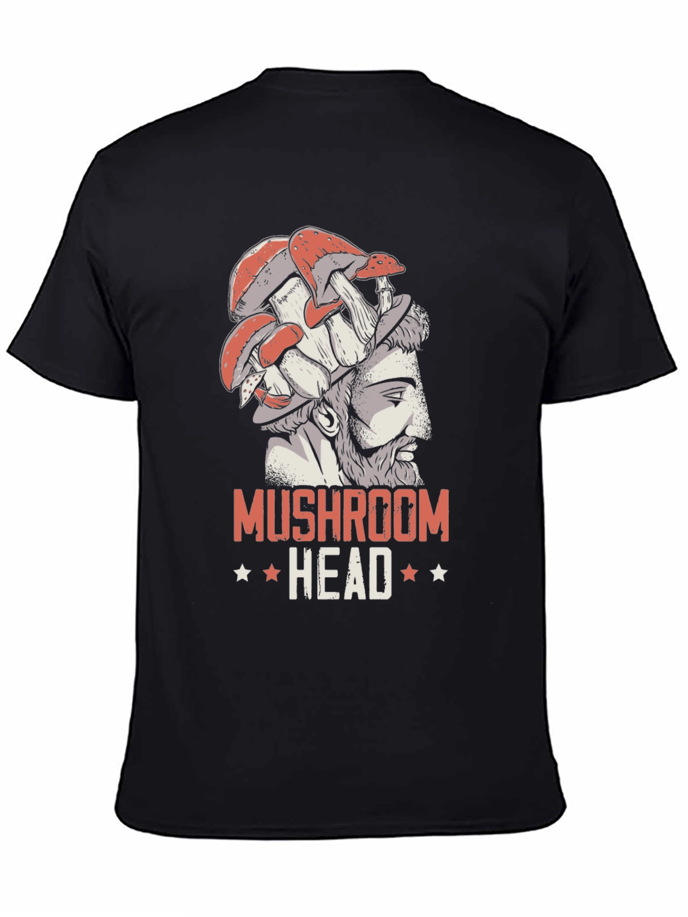 Black Mushroom Head T-Shirt - Unique Graphic Tee view 4