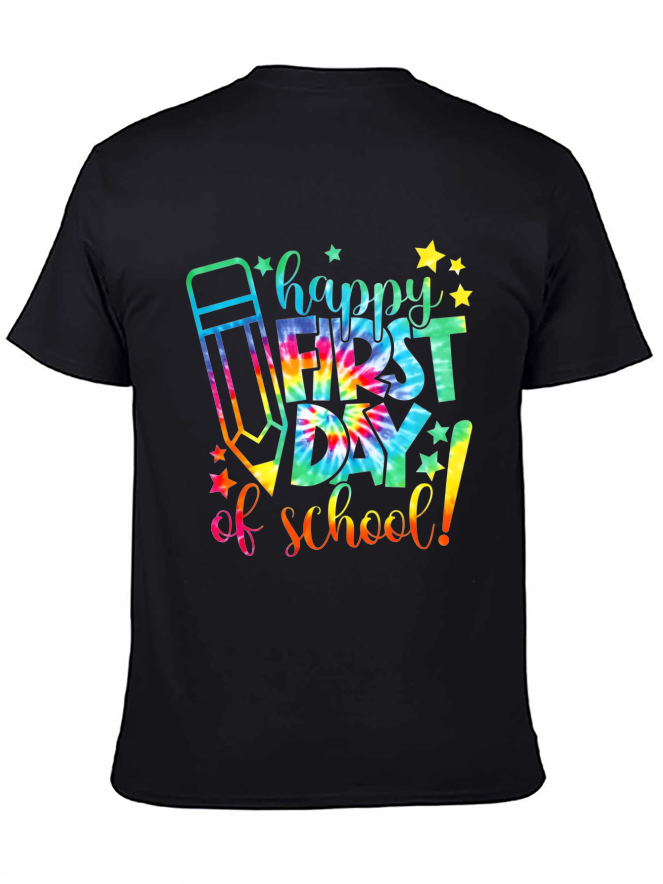 Black Happy First Day of School Tie Dye T-Shirt view 4
