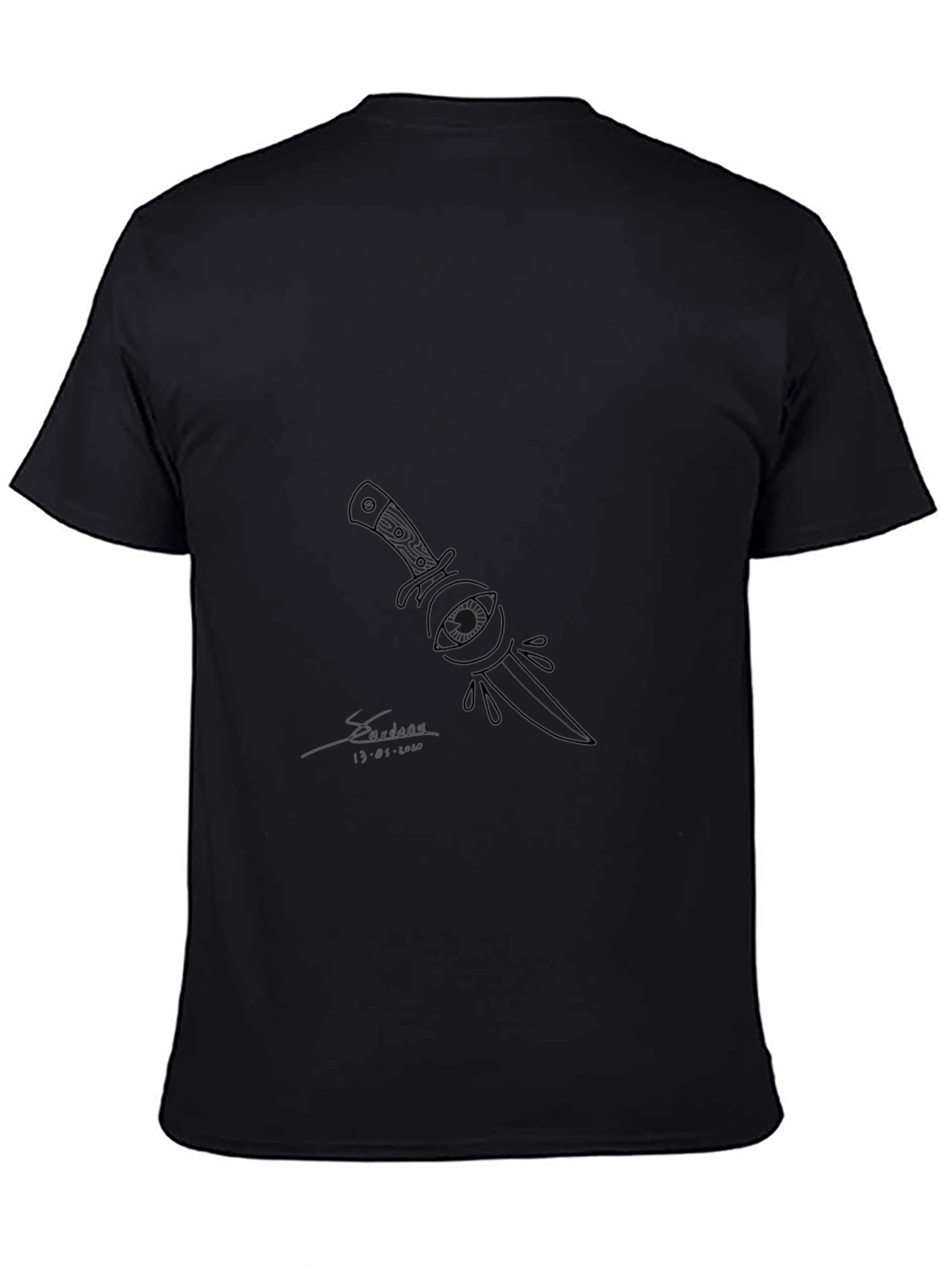 Black Black T-Shirt with Knife & Eye Graphic view 4