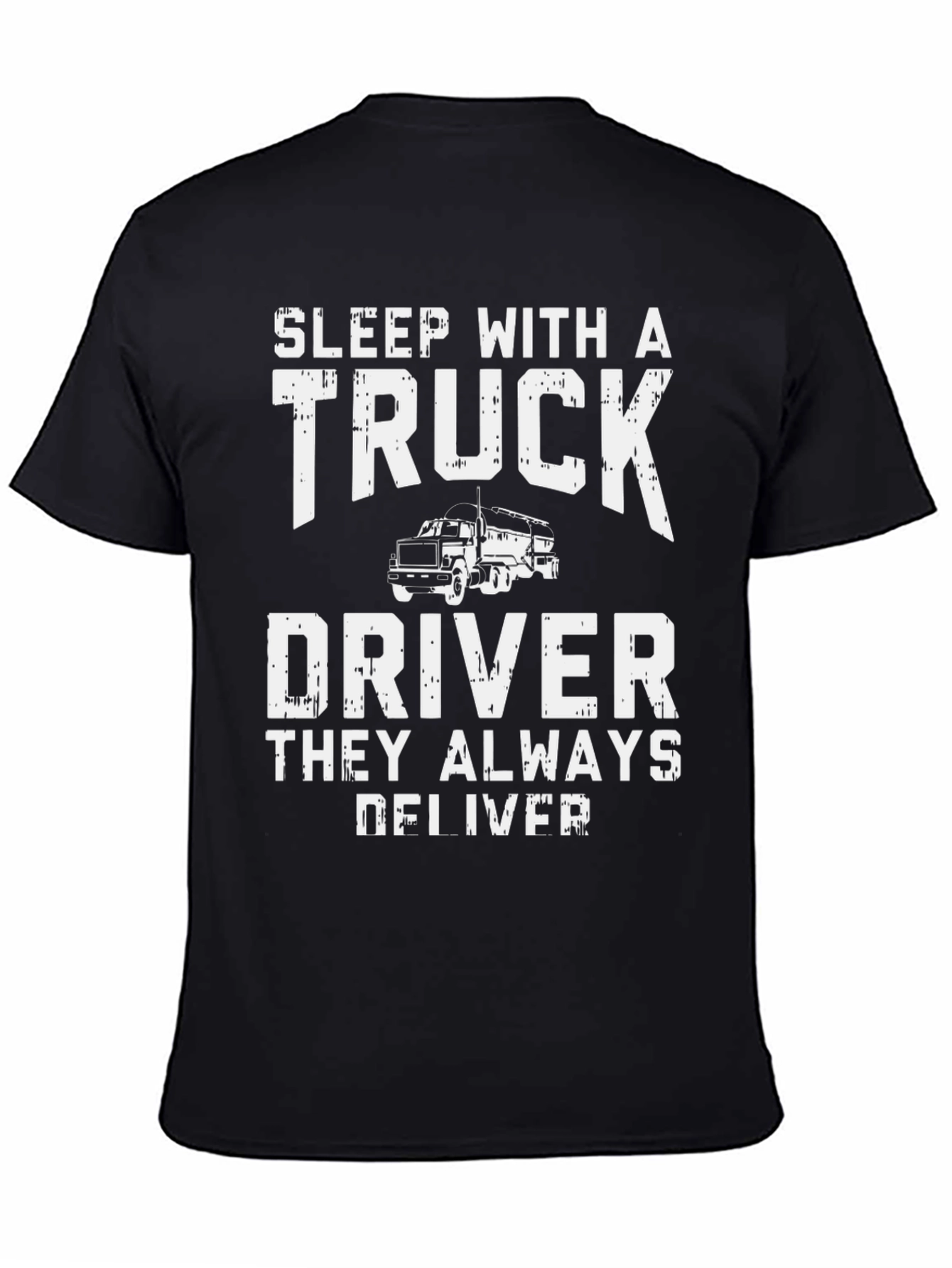 Black Truck Driver T-Shirt - Sleep With A Trucker view 4