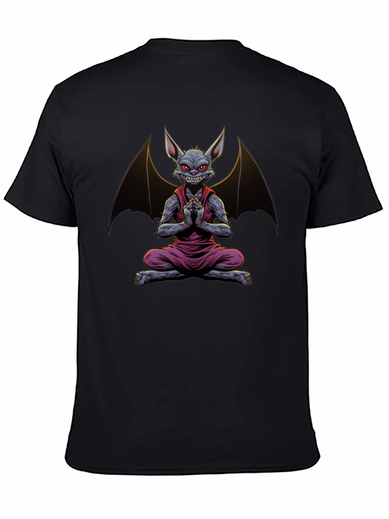 Black Bat Meditation T-Shirt - Men's Black Tee view 4