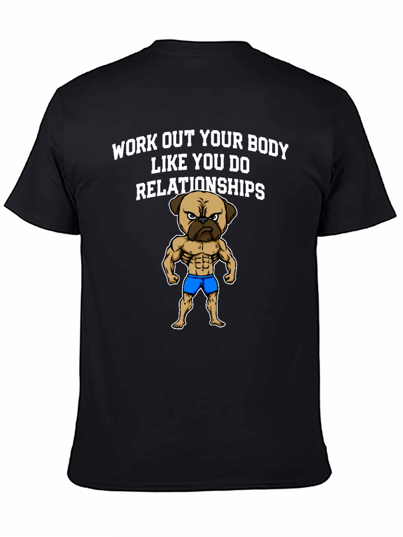 Black Workout Pug T-Shirt Funny Gym Tee view 4