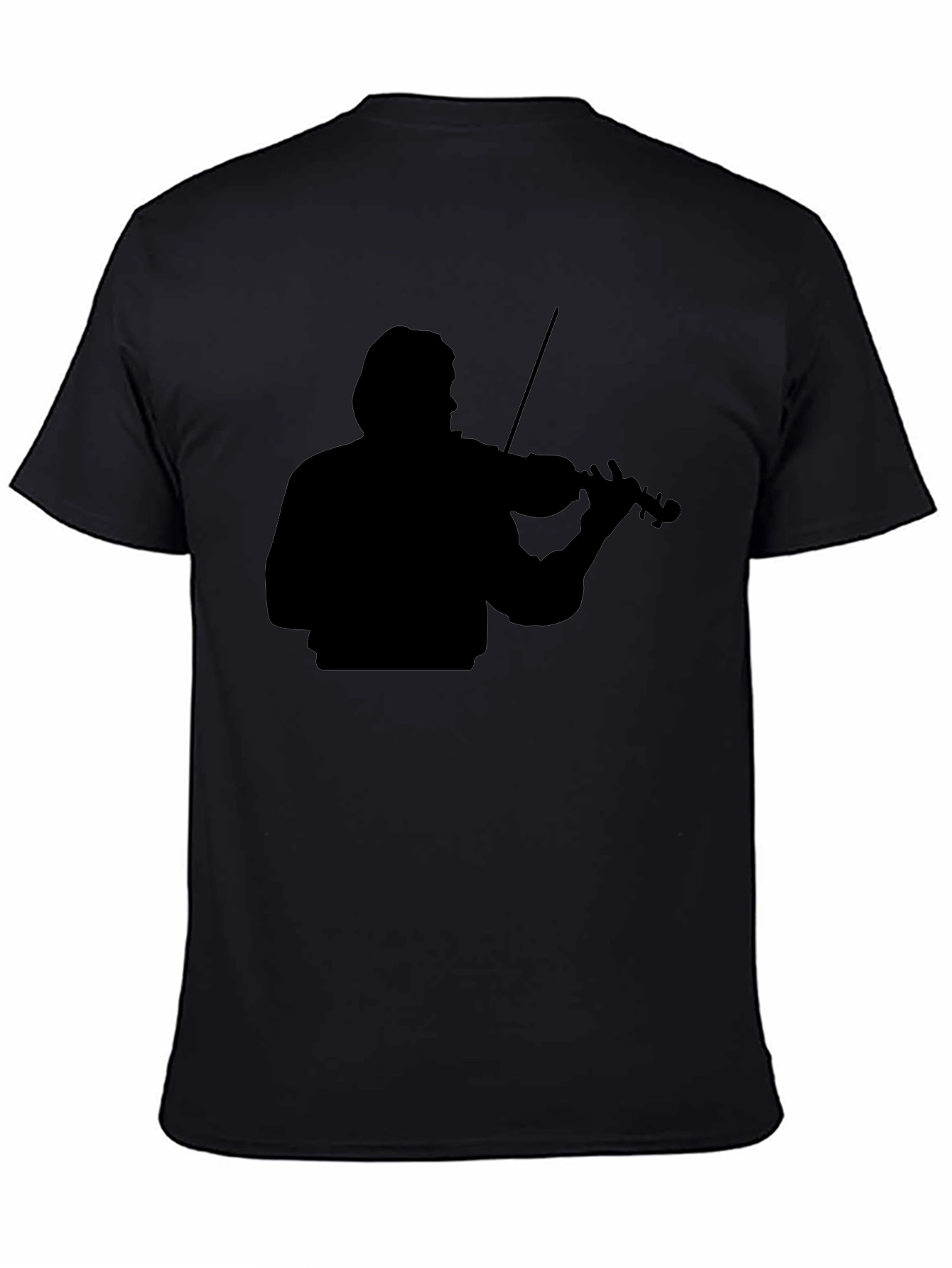 Black Violin Player Silhouette Graphic Tee - Black view 4