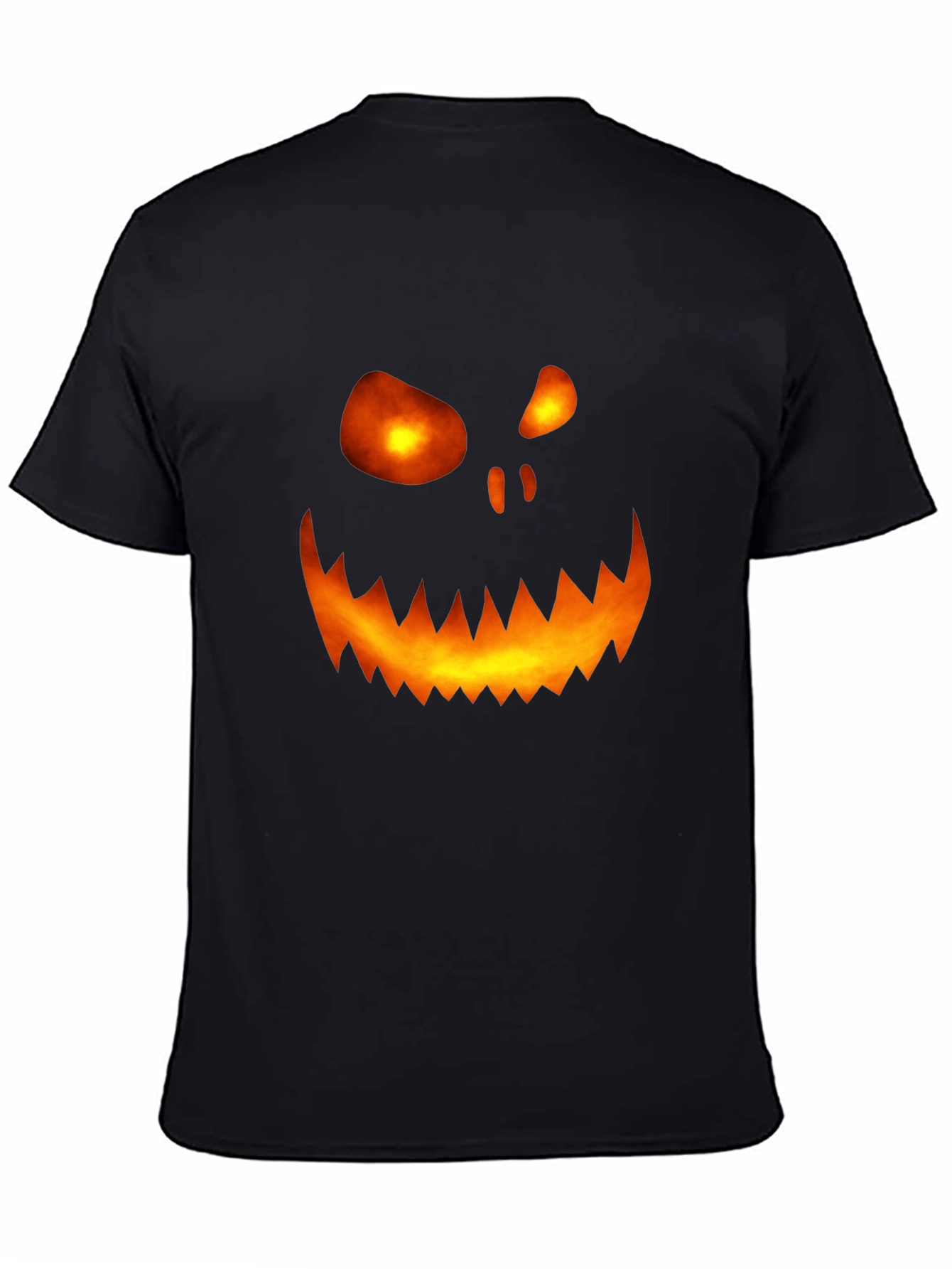 Black Halloween Pumpkin Face Graphic Tee - Scary Spooky Shirt view 4