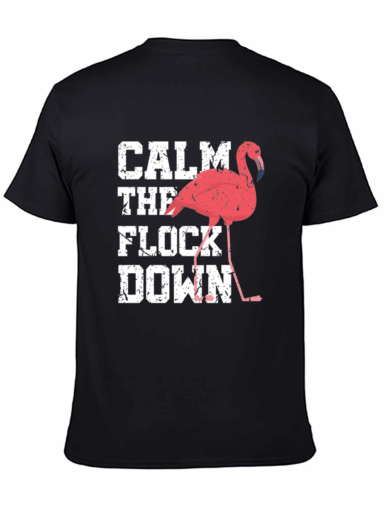 Black Calm The Flock Down Flamingo Graphic Tee view 4