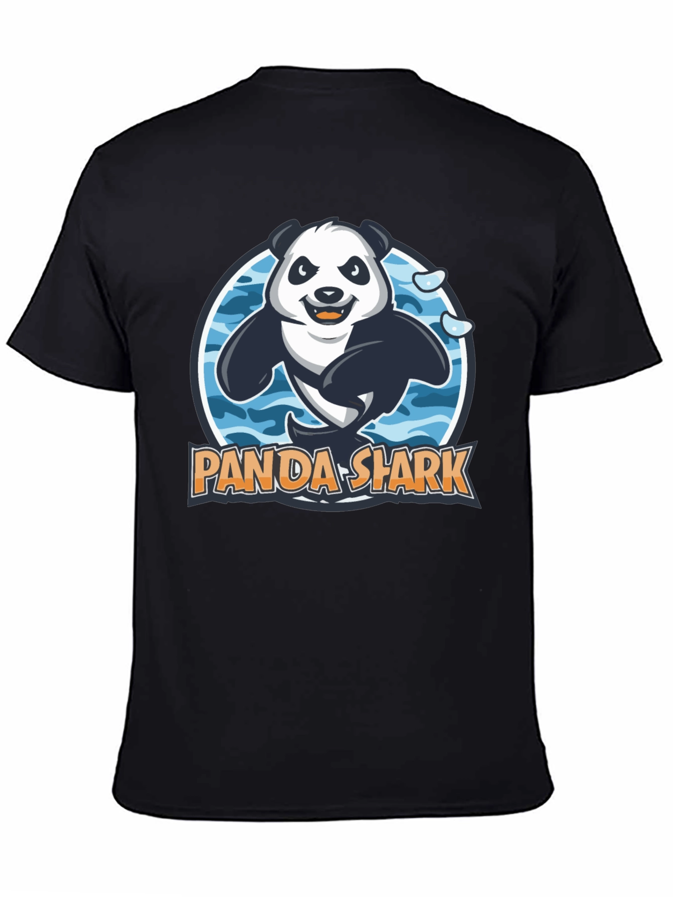 Black Panda Shark Graphic T-Shirt - Black Cotton Tee view 4