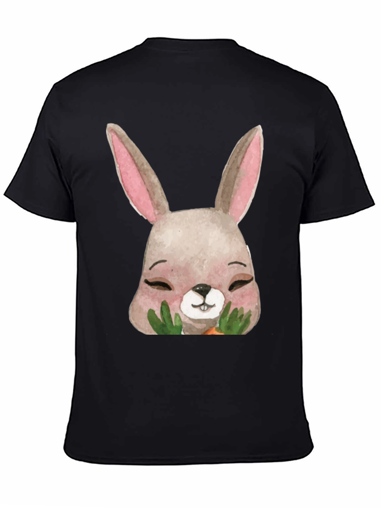 Black Cute Bunny Graphic T-Shirt - Unisex Black Tee view 4