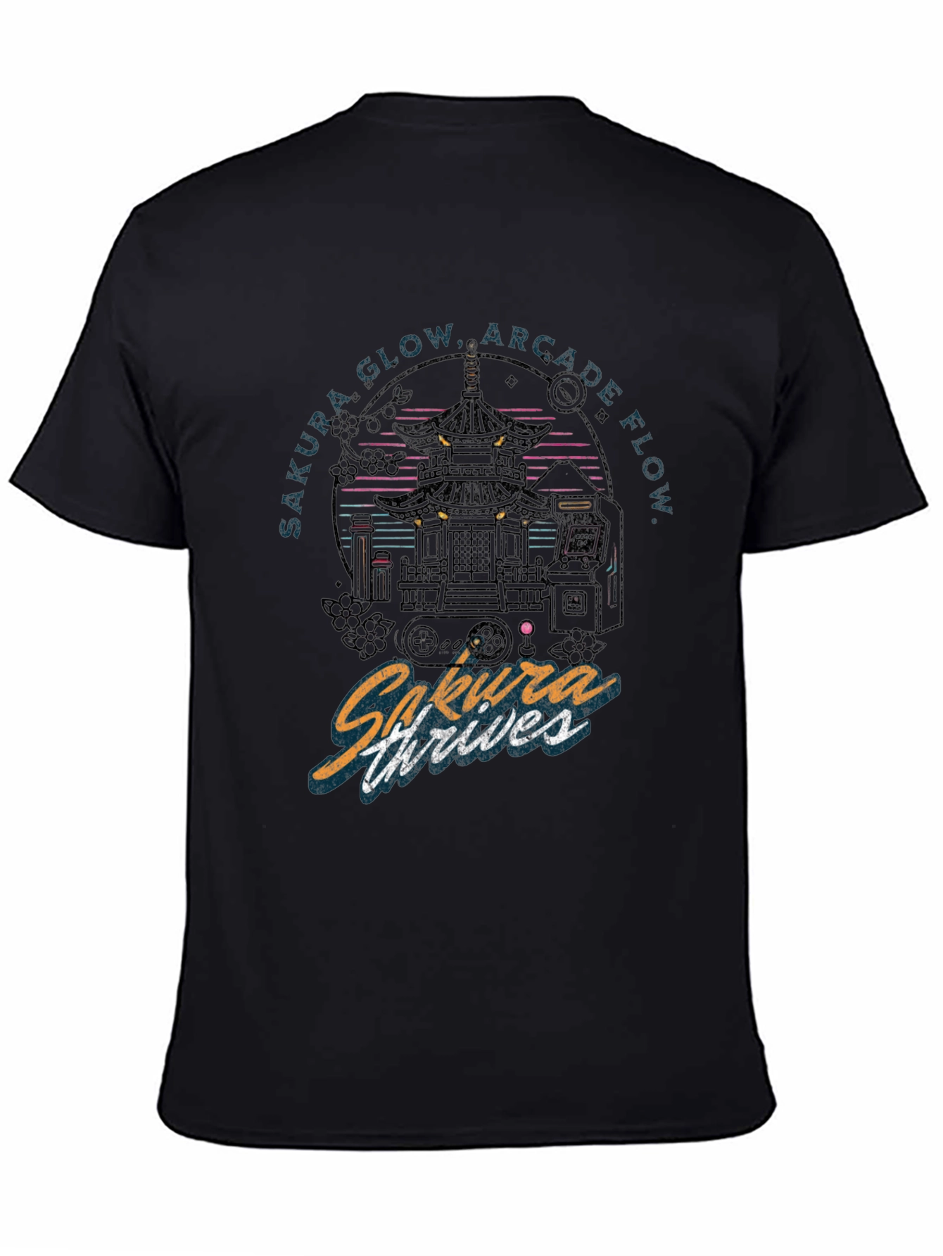 Black Sakura Thrives Arcade Flow Graphic Tee view 4