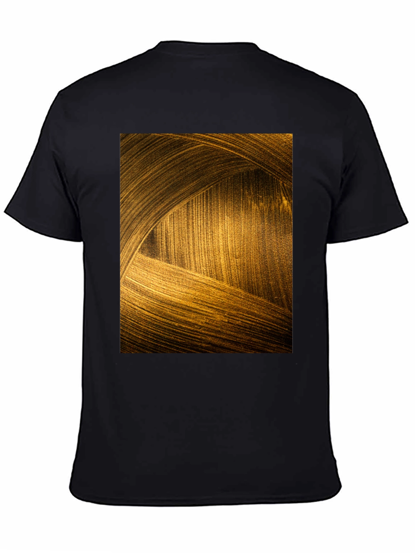 Black Abstract Gold Swirl Graphic T-Shirt view 4