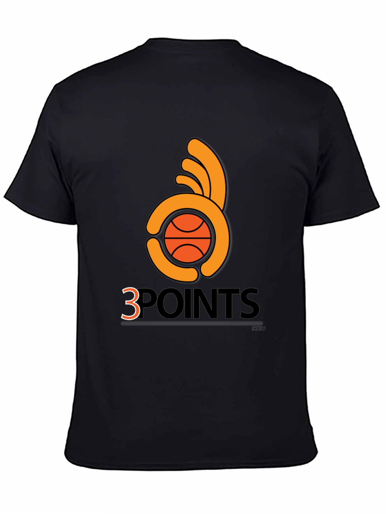 Black 3 Points Basketball T-Shirt - Graphic Tee view 4