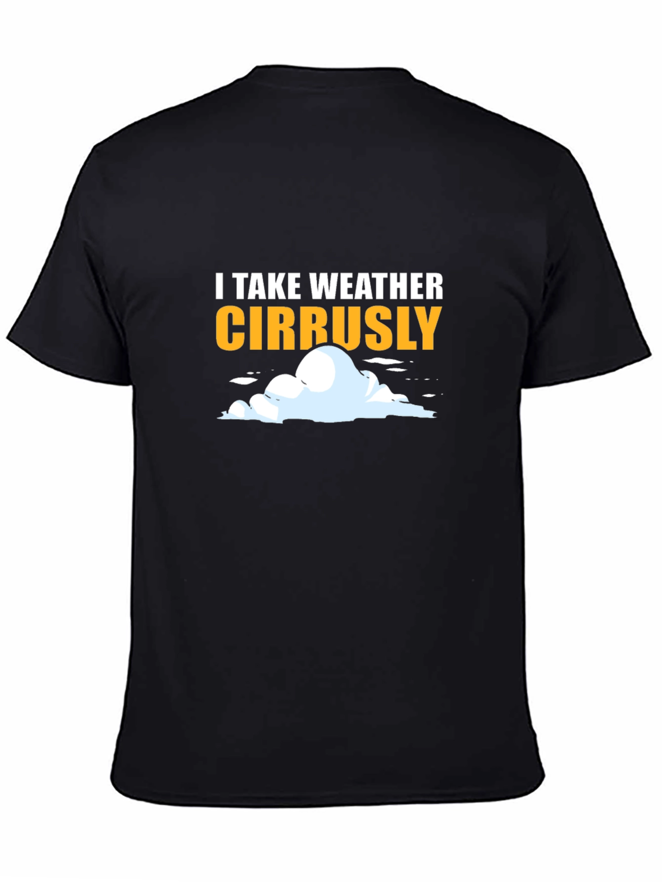 Black Funny Weather T-Shirt - I Take Weather Cirrusly view 4