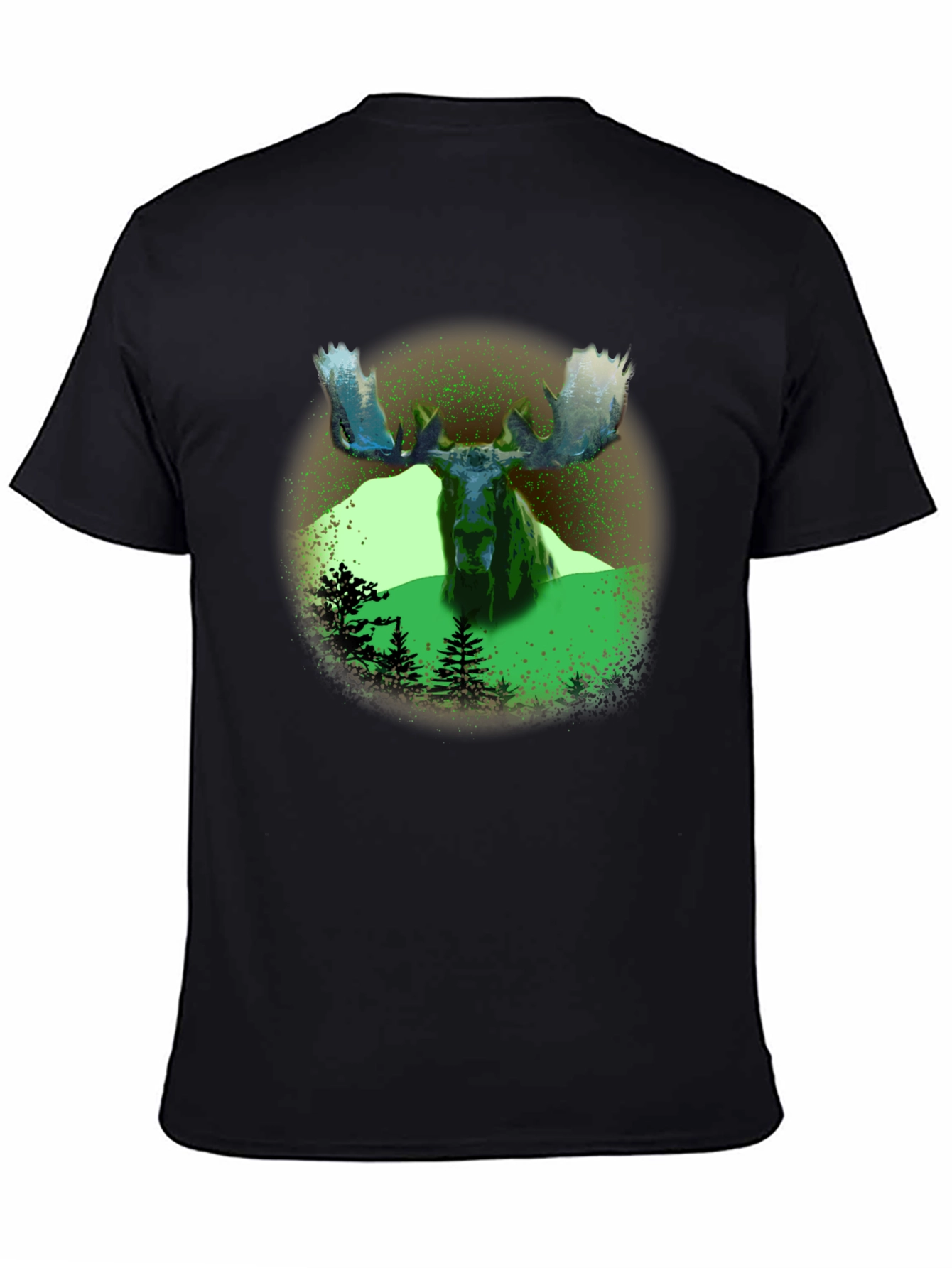 Black Moose Graphic Print Black T-Shirt view 4