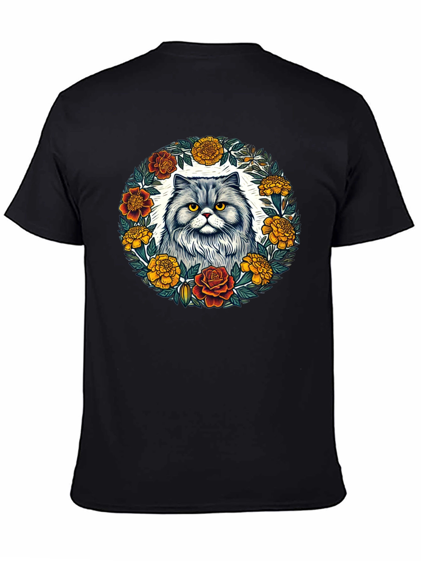 Black Cat & Floral Wreath Graphic Tee view 4