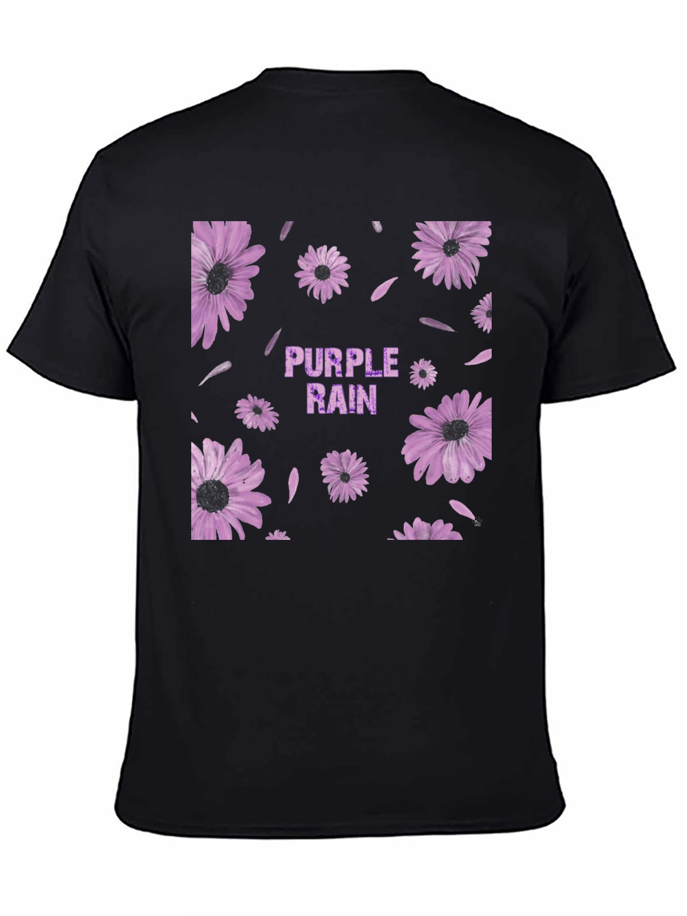Black Purple Rain Floral Graphic T-Shirt view 4