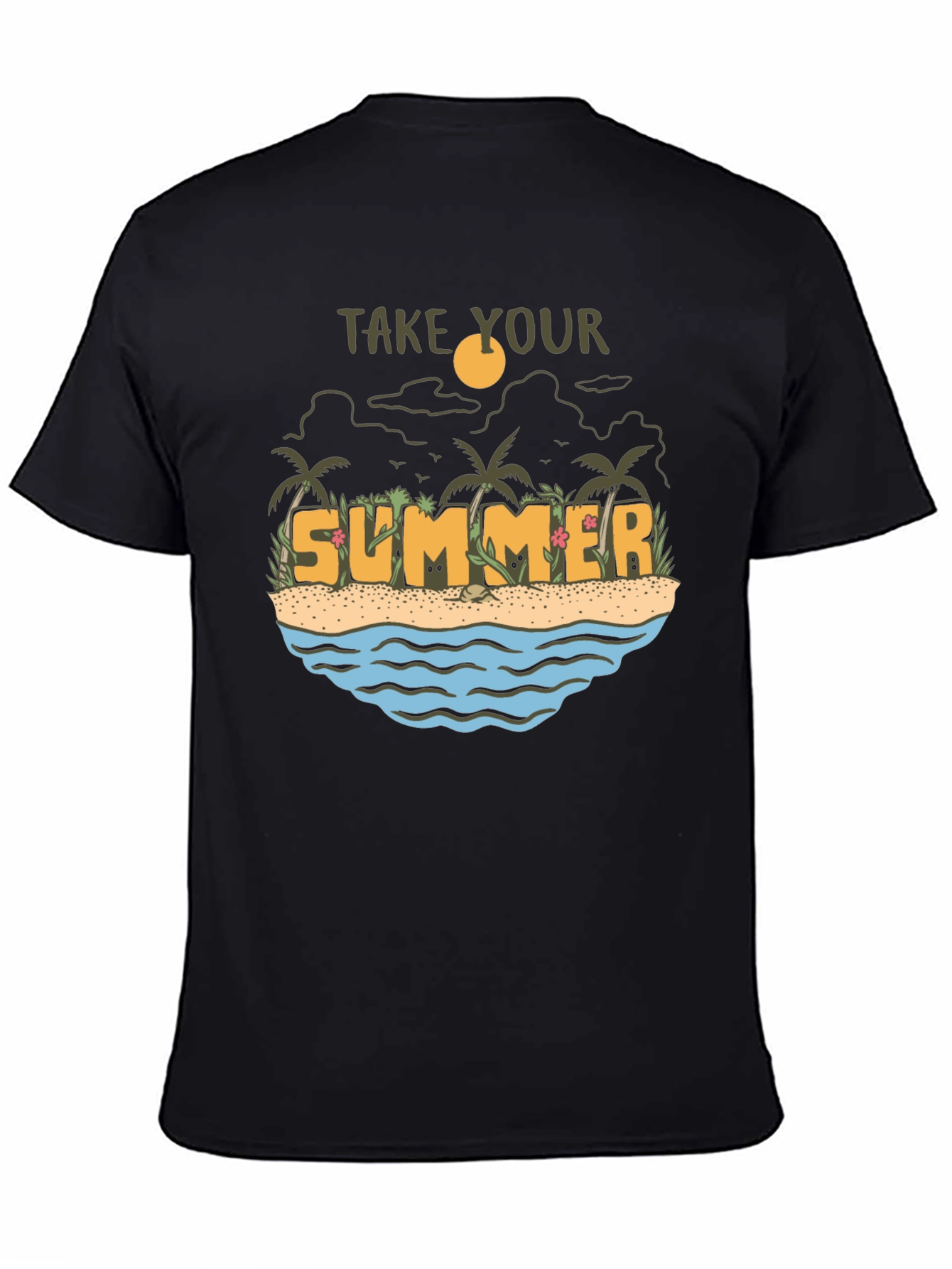Black Summer Beach Graphic Tee view 4