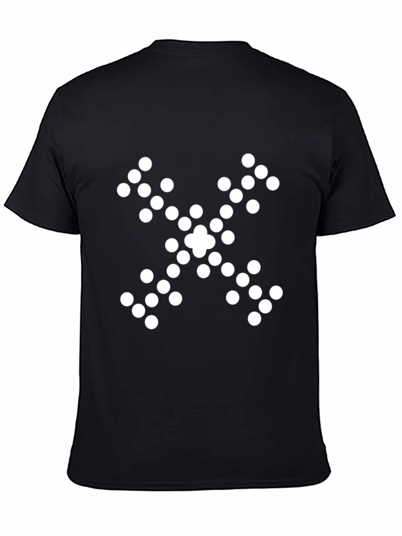 Black Geometric Dotted X Graphic Tee - Black view 4