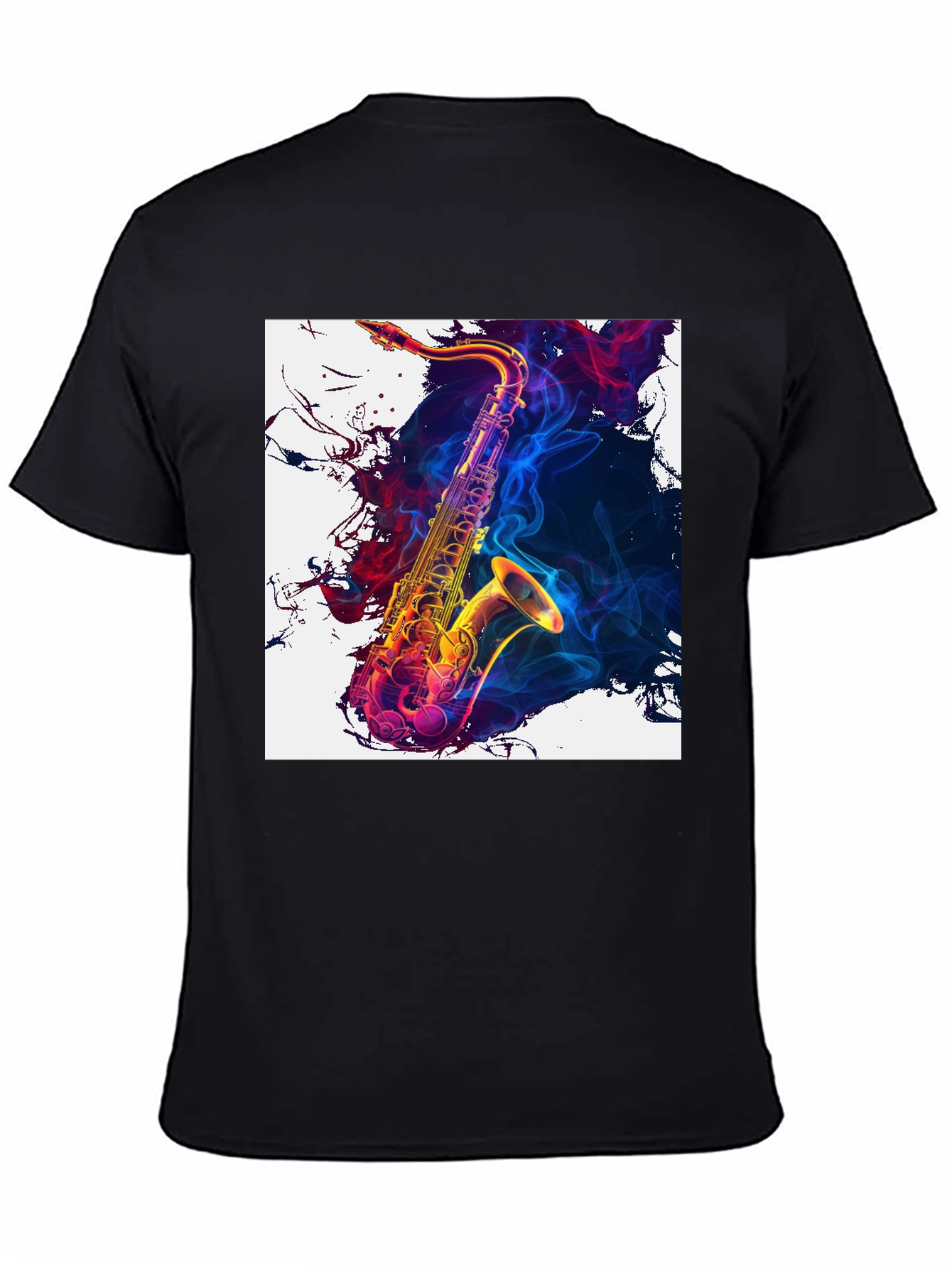Black Saxophone Art Graphic Tee - Cool Music Lover Shirt view 4