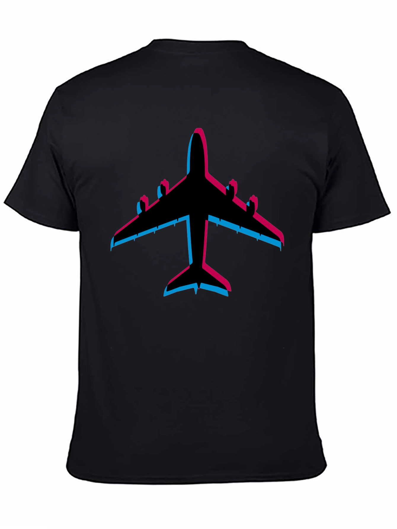 Black Retro Airplane Graphic Tee - Black Cotton Blend view 4