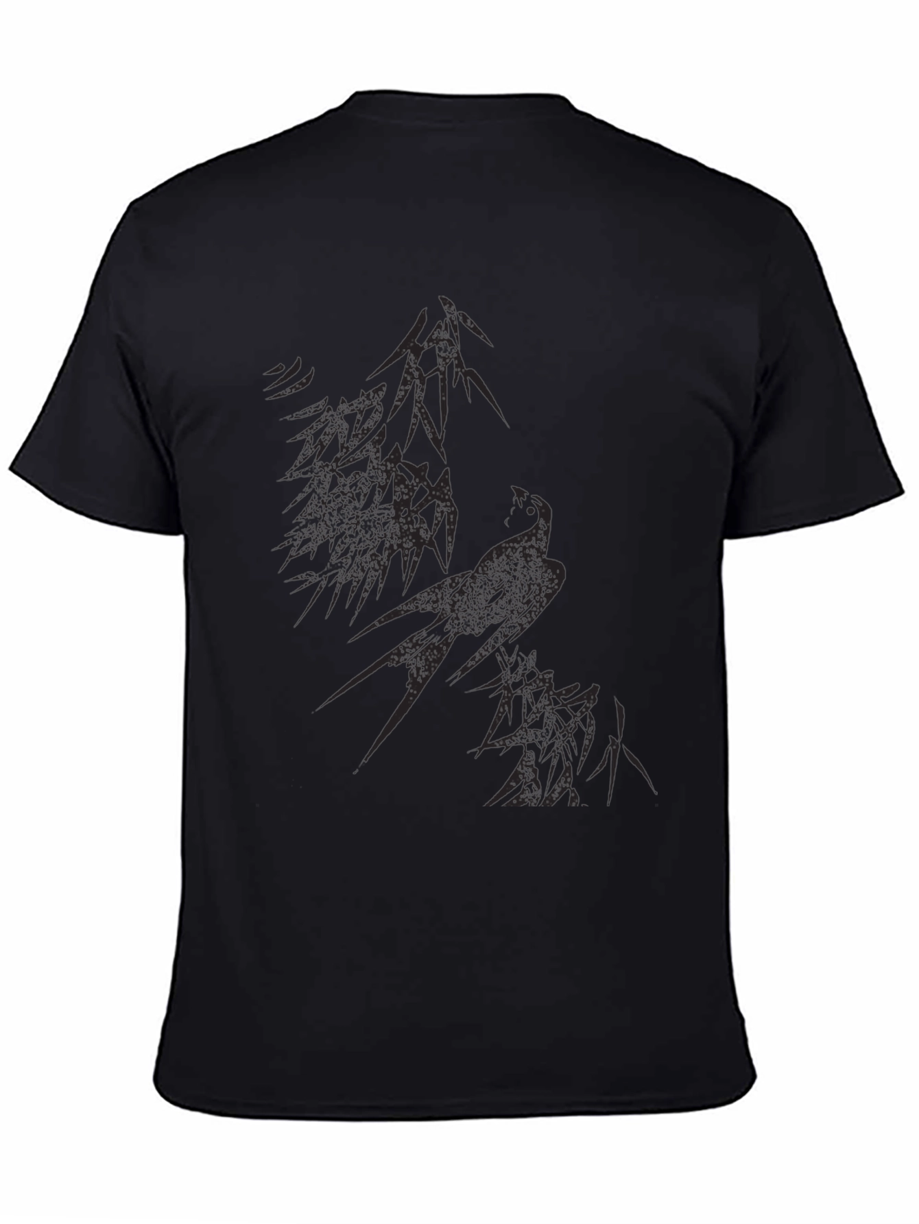 Black Abstract Bird Graphic Black T-Shirt view 4