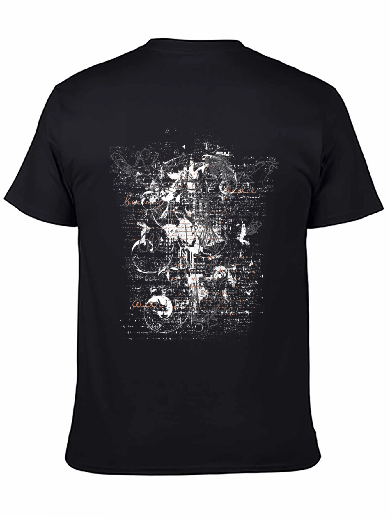 Black Abstract Graphic Print Black T-Shirt view 4