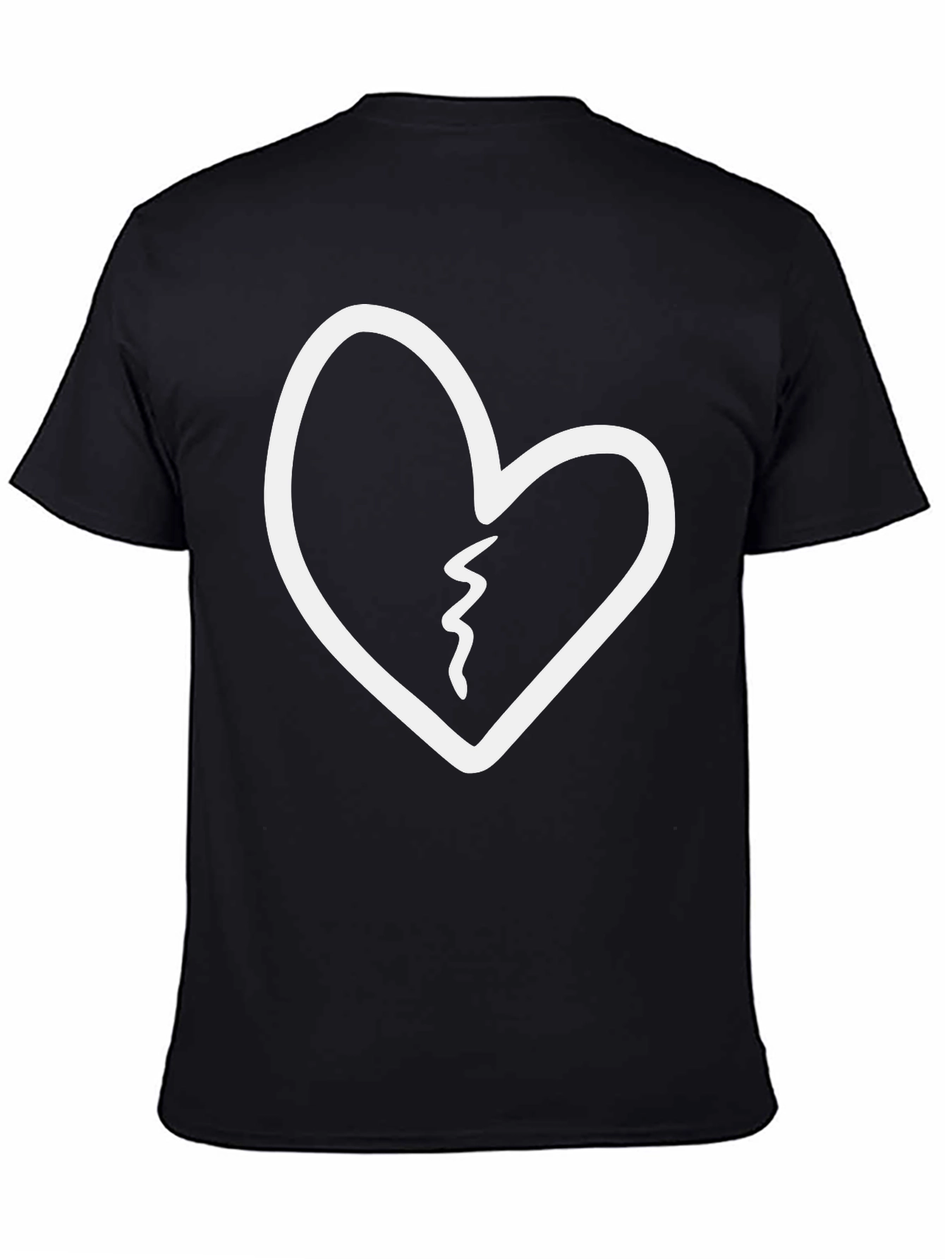 Black Broken Heart Graphic Tee - Black Cotton T-Shirt view 4