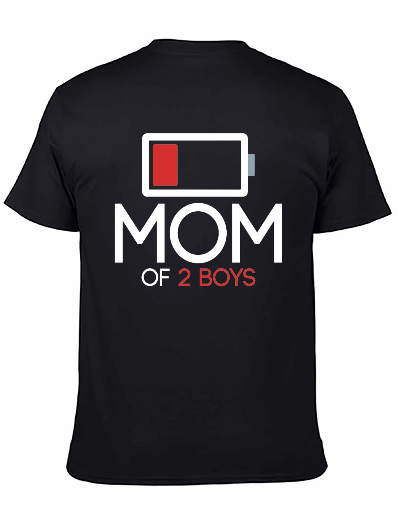 Black Mom of 2 Boys Low Battery T-Shirt view 4